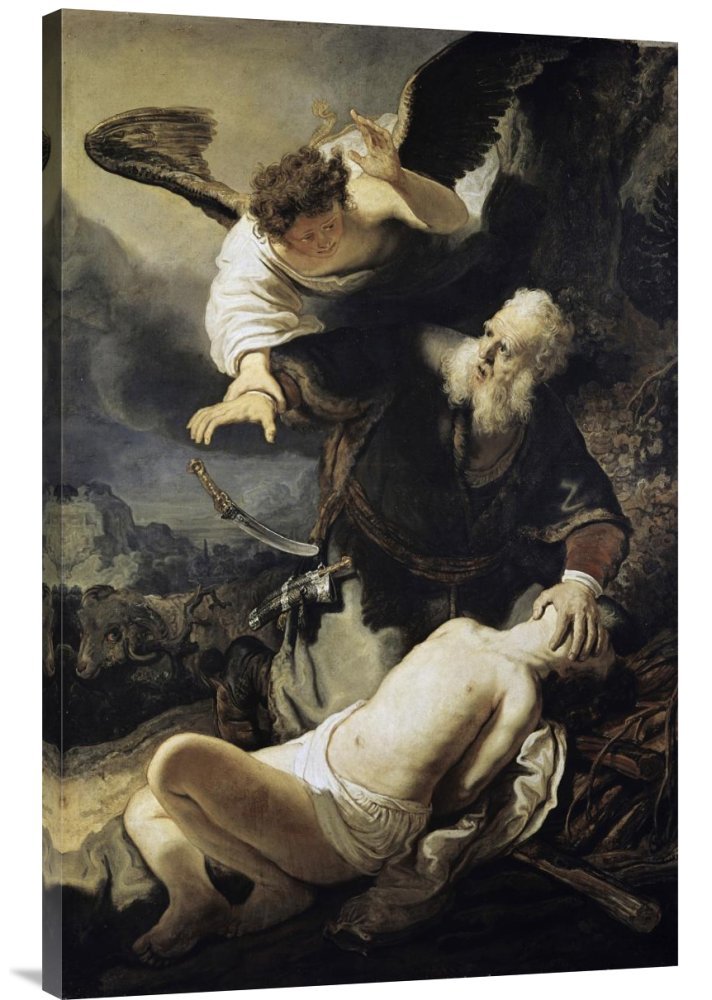Rembrandt Van Rijn The Sacrifice of Isaac Canvas Wall Art Print - Handmade Gallery Wrap Giclee Reproduction - Perfect for Living Room, Bedroom & Office Decor