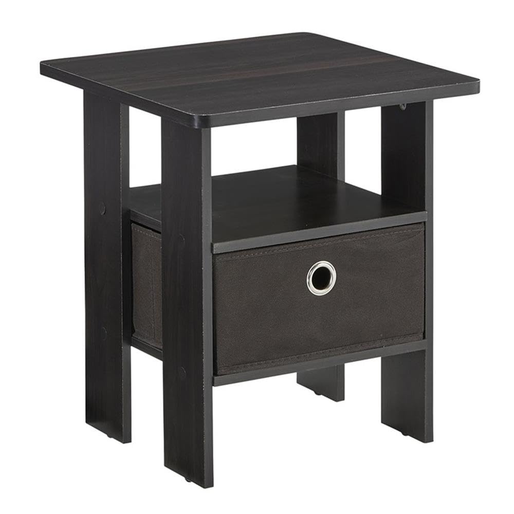 Progressive Furniture Cessna End Table - Espresso Finish Nightstand for Living Room, Bedroom & Office - Compact Side Table with Storage Shelf