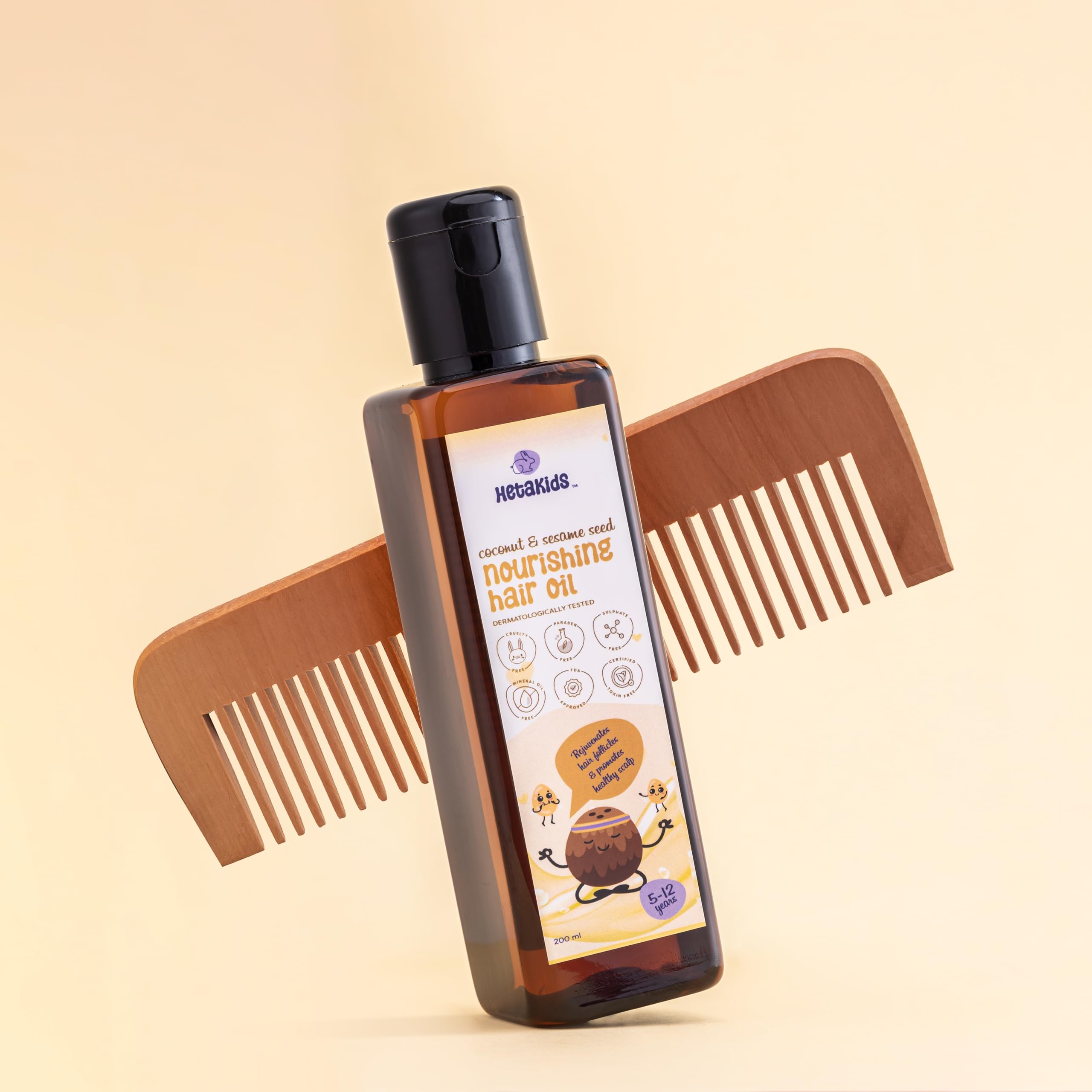 Hetakids Natural Hair Growth Oil for Kids - 12 Herbal Blend to Strengthen & Nourish Hair | Safe & Gentle Baby Hair Care Solution | Perfect for Daily Scalp Massage & Toddler Hair Care Routine