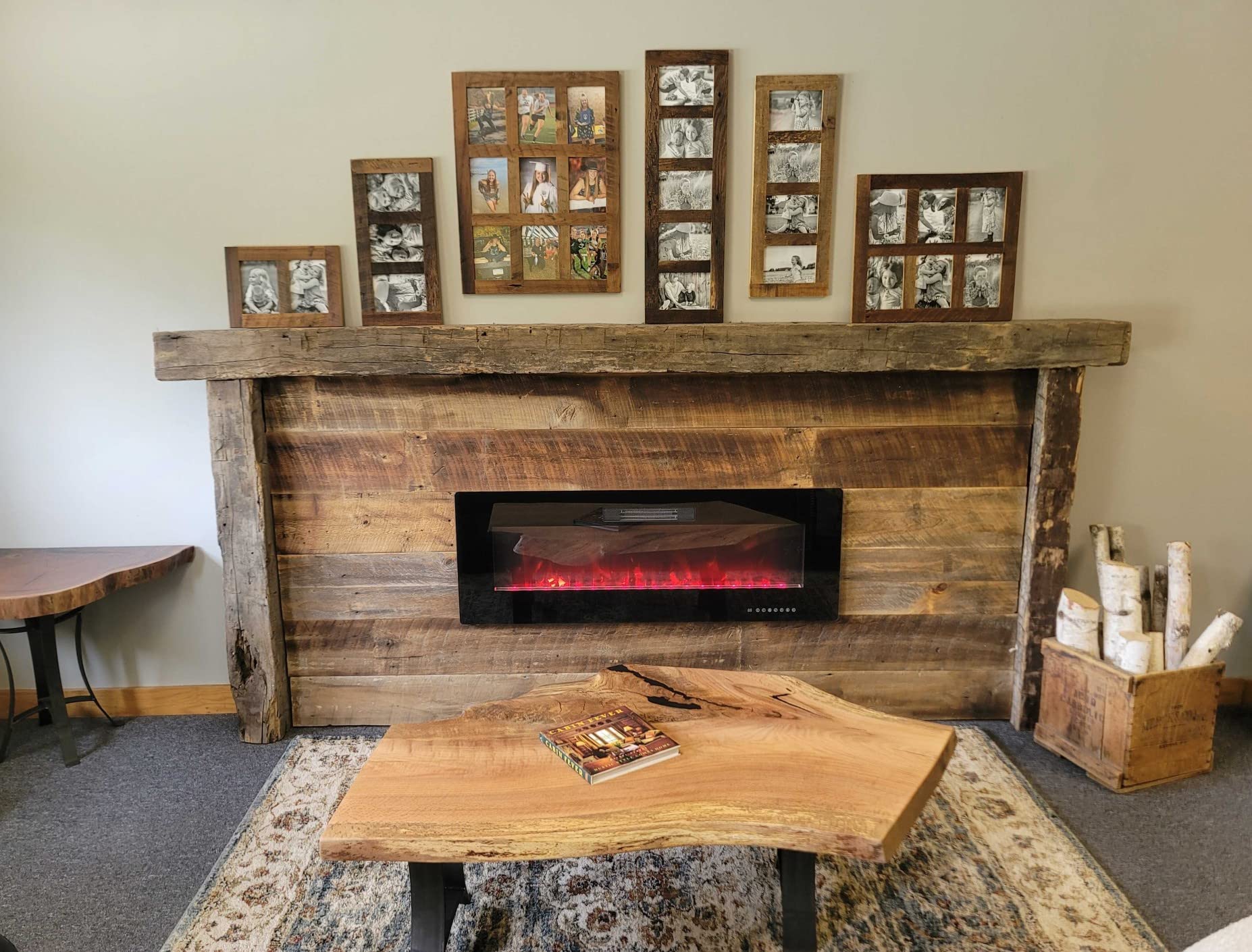 Rustic Reclaimed Barnwood Multi-Opening Photo Frame - 5x7 Floating Wall Collage Frame for Family Pictures - Perfect for Living Room, Bedroom & Farmhouse Decor