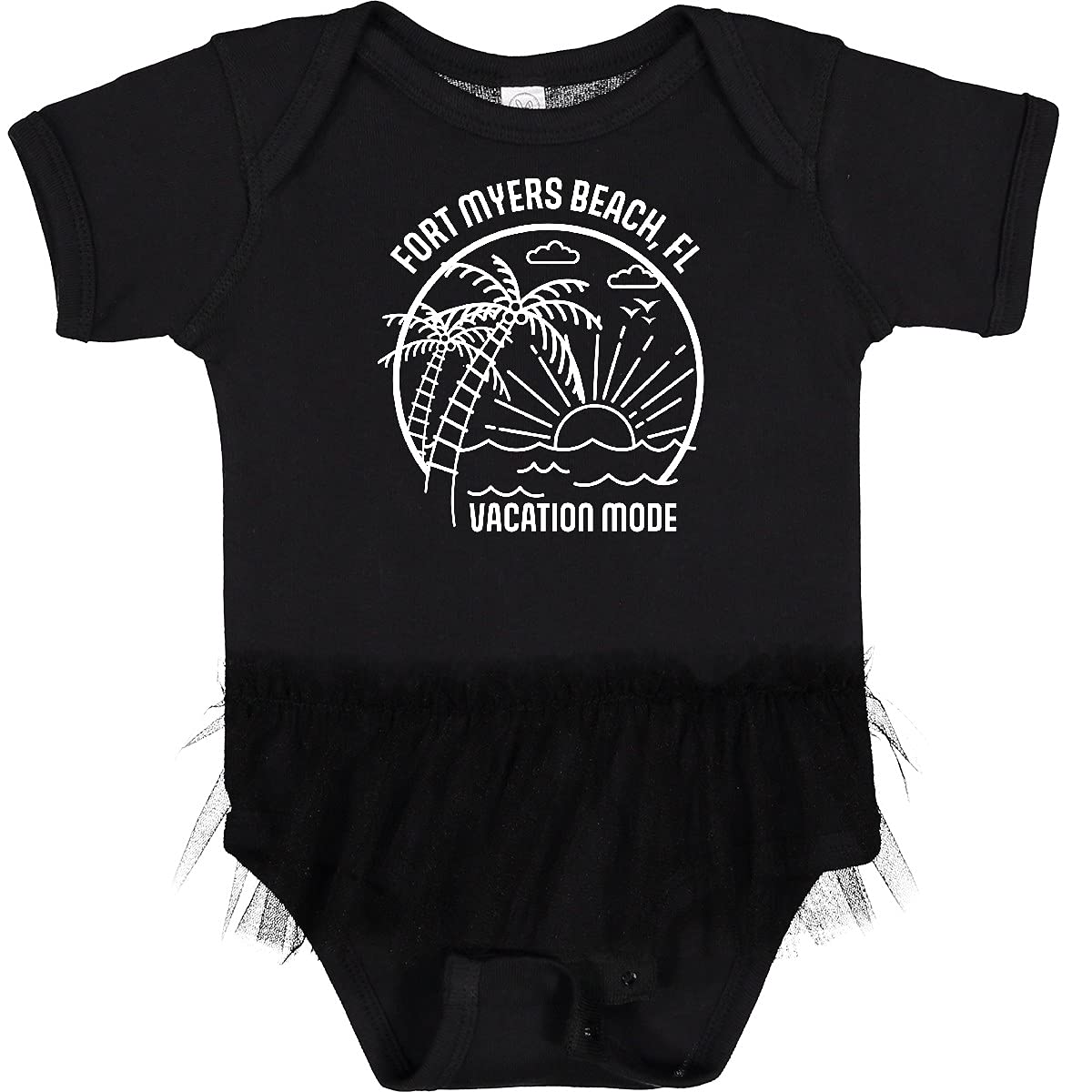 Inktastic Summer Vacation Mode Fort Myers Beach Florida Infant Tutu Bodysuit - Cute Baby Girl Outfit for Beach Trips, Family Vacations & Photo Shoots