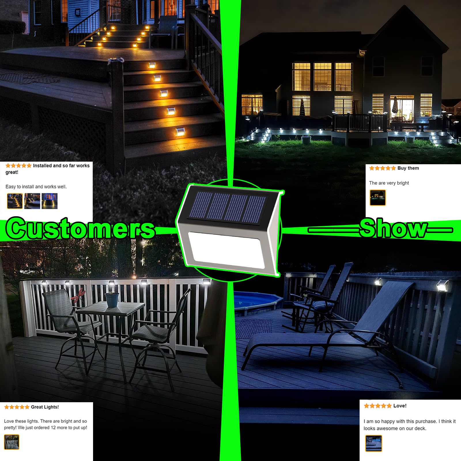 JSOT 12 Pack Solar Deck Lights - Waterproof Outdoor Solar Fence Lights for Garden, Backyard, Patio, Pool, Yard, Wall & Stair Steps | Warm White LED Lighting for Nighttime Safety & Ambience