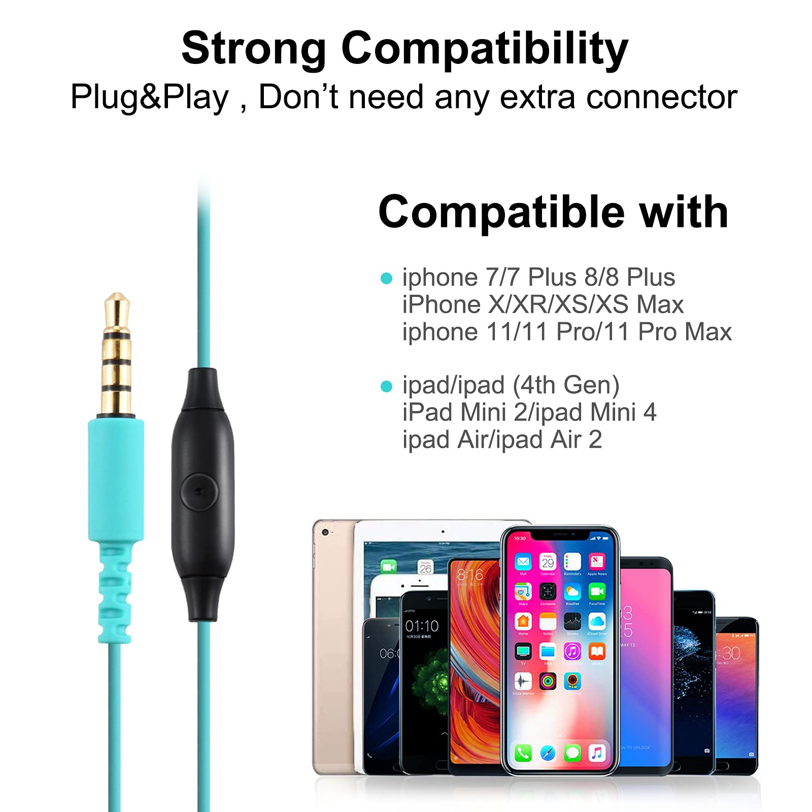 Best Wired Sports Headphones with Ear Hook for Running & Workouts - Secure Fit, 3.5mm Jack, Sweatproof (Blue) - Perfect for Gym, Jogging & Outdoor Activities
