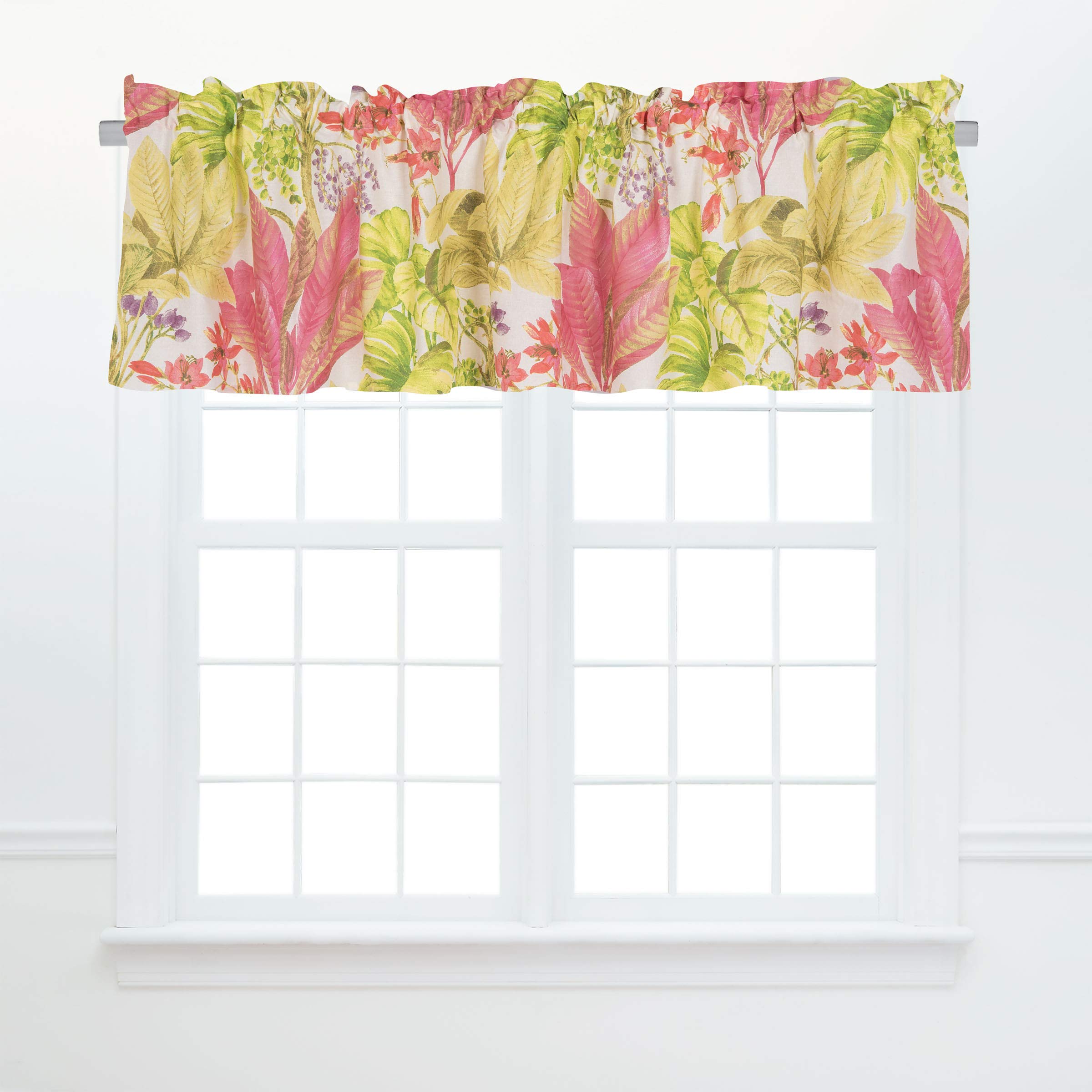 C&F Home Moana Tropical Cotton Valance Set of 2 - Coastal Beach House Curtains for Window, Living Room, Dining Room, Bathroom & Kitchen - Soft Pink Valances for Relaxing Beach Vibes & Coastal Decor