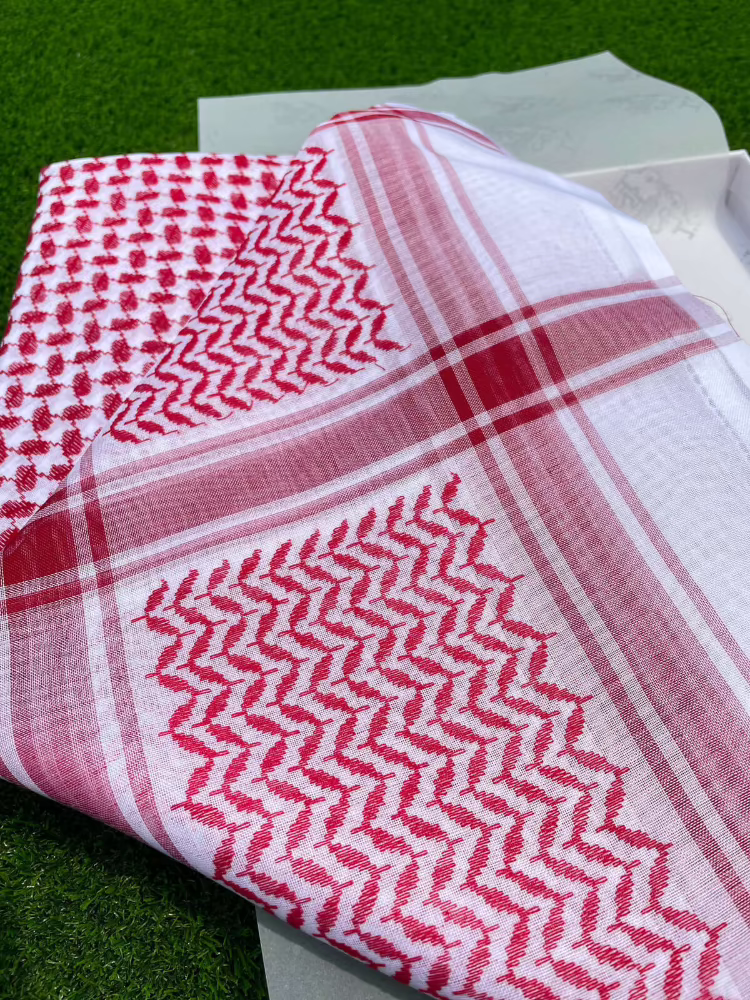 Men's Red Luxury Shemagh Scarf - Soft Cotton Keffiyeh for Winter Warmth, Outdoor Hiking & Desert Travel Accessories - Perfect for Camping, Motorcycle Riding & Fashion Statement