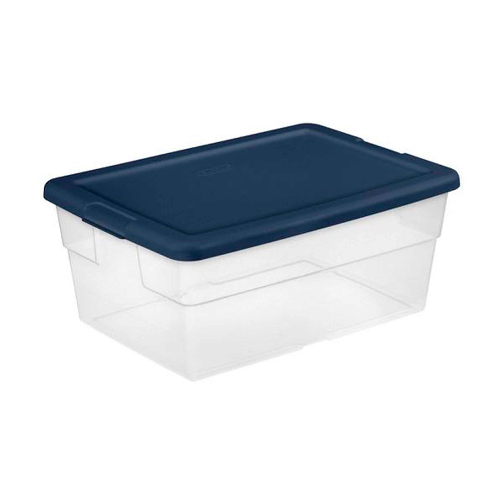 Sterilite 16 Quart Clear Stackable Storage Bins with Handles & Blue Lids - 48 Pack for Home Organization, Closet, Garage, and Office Storage Solutions