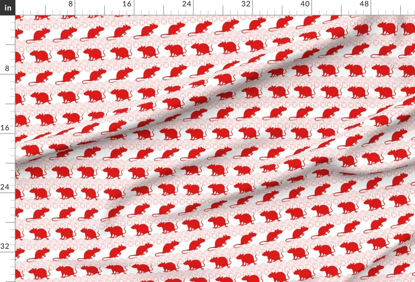 Chinese Lunar New Year Rat Printed Minky Fabric by The Yard - Oriental Holiday Celebration Cotton Blend for Sewing Baby Blankets, Quilt Backing & Plush Toys - Perfect for DIY Crafts, Home Decor & Festive Gift Making