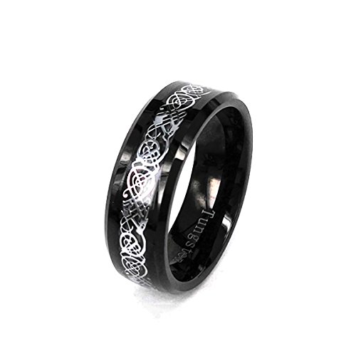 Tungsten Carbide 14K Gold & Silver Plated Dragon Celtic Wedding Ring Set for Men & Women - 2 Piece Band Set for Engagement, Anniversary, and Special Occasions