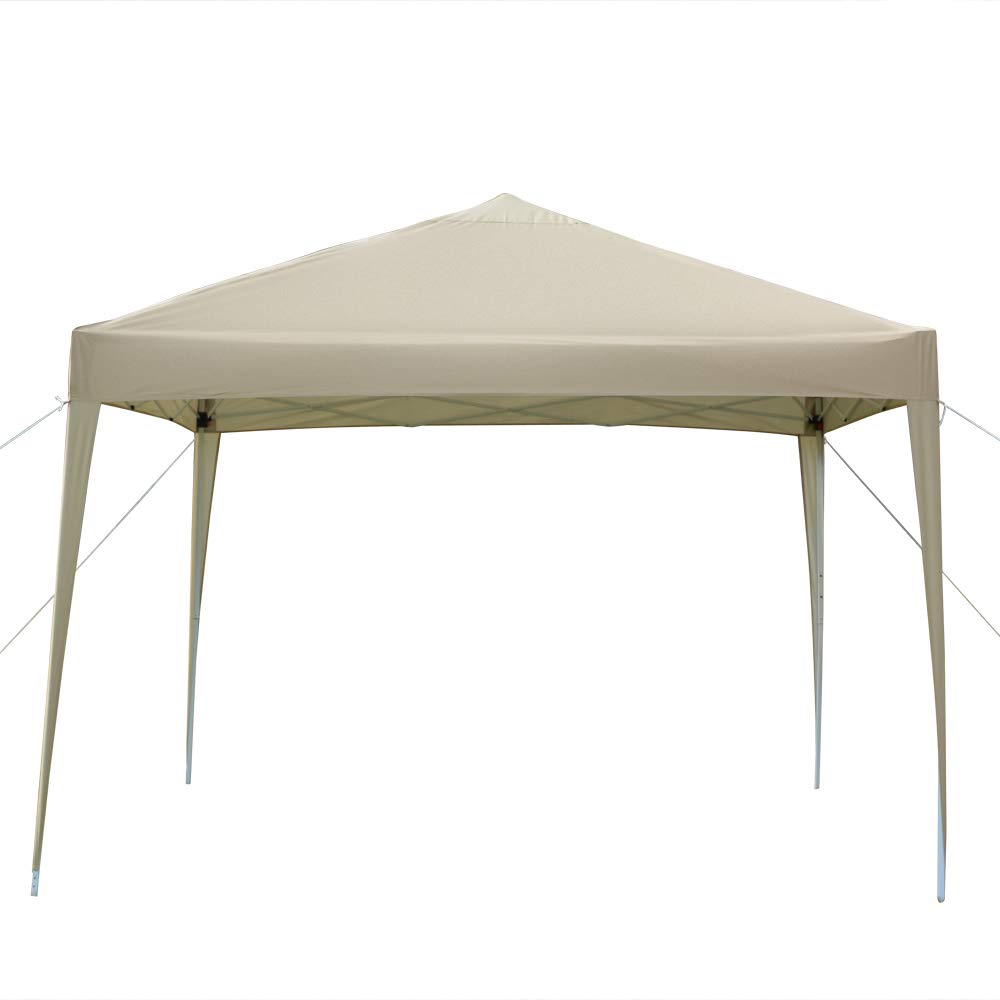 Waterproof Oxford Fabric Gazebo Tent - 10'x10' Portable Outdoor Canopy for Camping, Beach, Backyard, Picnic & Parties - Includes Carry Bag (Khaki) - Perfect for Sun Protection & Outdoor Events