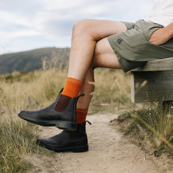 Premium Merino Wool Crew Socks - Lamington Sienna Rust Color - Warm & Breathable for Hiking, Outdoor Activities & Everyday Comfort