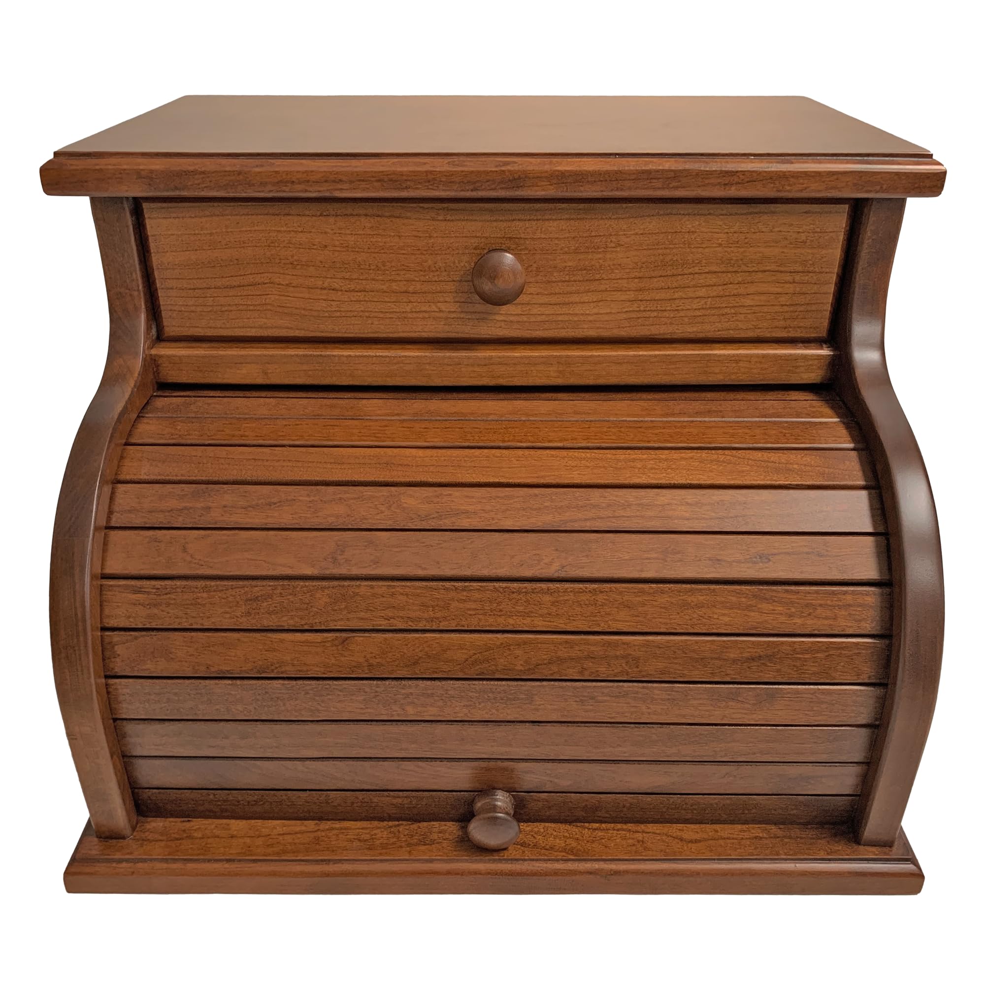 Amish USA Made Solid Wood Countertop Bread Box with Drawer - Large Kitchen Bread Holder for Countertop (Cherry - Michael's Cherry) | Perfect for Storing Bread, Buns & Pastries on Kitchen Counter or Pantry