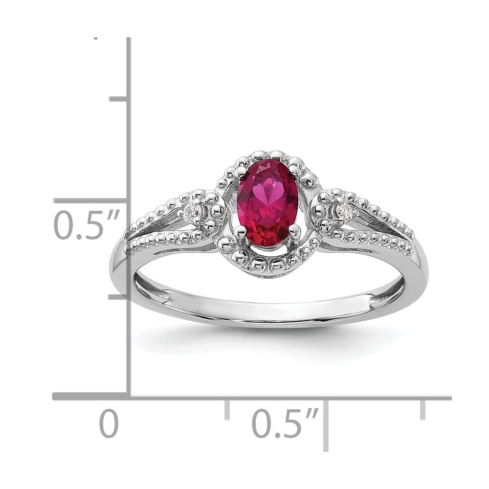 0.49ct Oval Cut Ruby & Diamond Engagement Ring for Women - 14K White Gold Wedding Band, Promise Ring, Anniversary Gift - Perfect for Proposals, Valentine's Day & Special Occasions