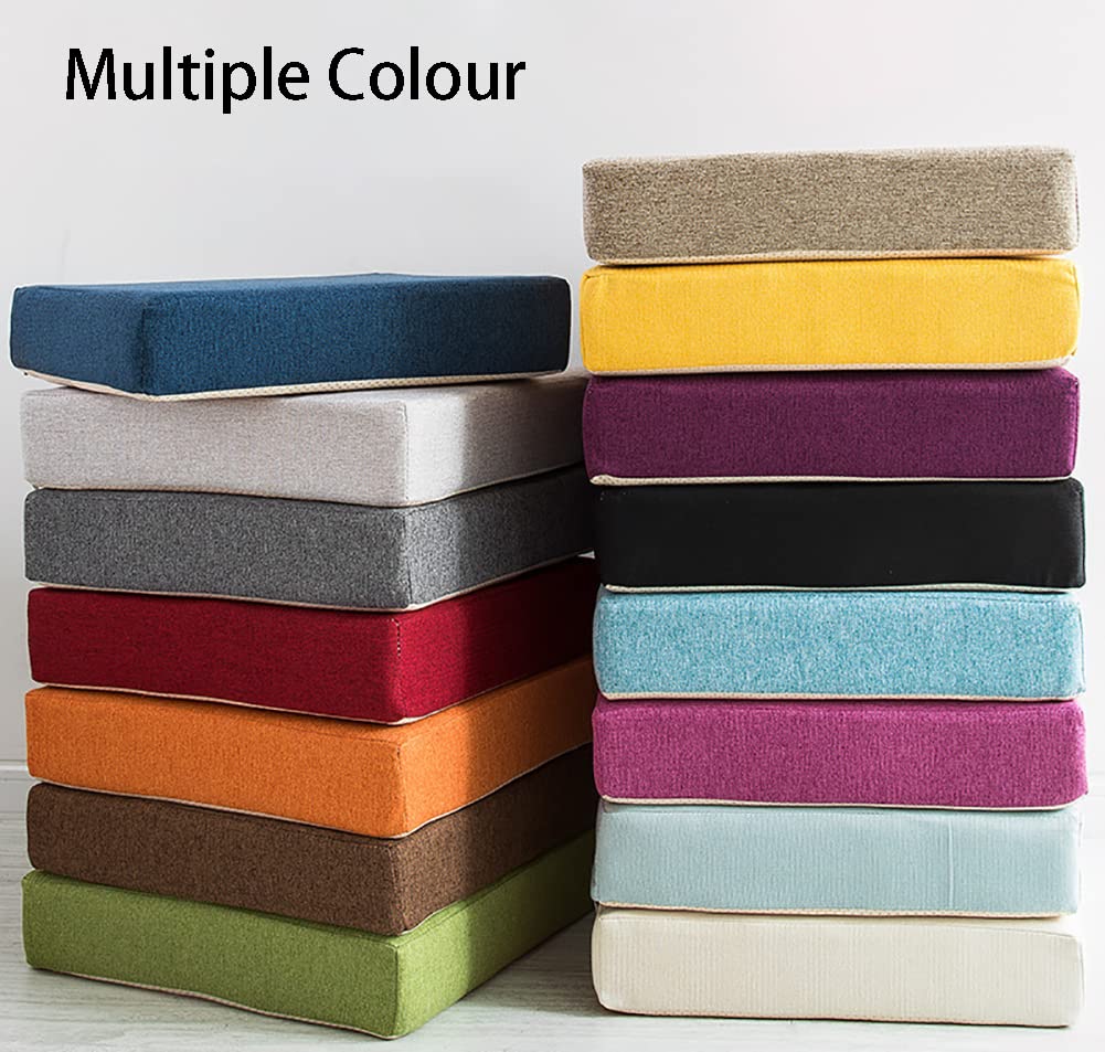 LINGXIYA Set of 2 Non-Slip Chair Cushions with Rubber Bottom - 5/8 Inch Ultra Thick Seat Cushion - Comfortable Sponge Padding for Dining, Living Room, Office & Kitchen Chairs - Washable & Removable - Perfect for Home, Office & Restaurant Use