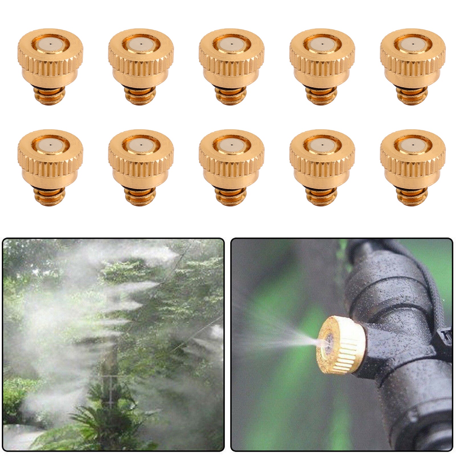 50pcs Brass Misting Nozzles - High Pressure Water Mister Sprinkler for Cooling System (0.016