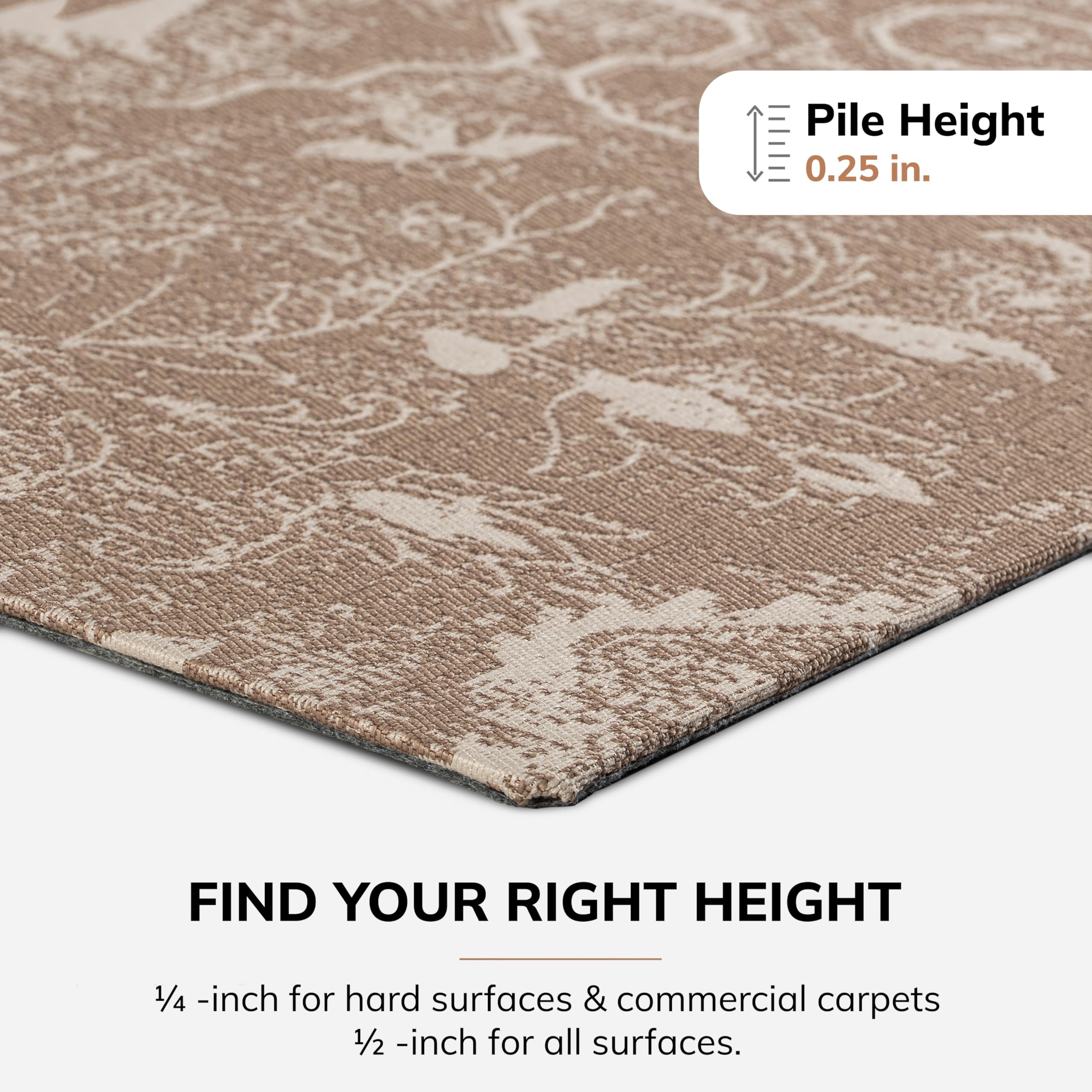 Premium Jacquard Woven Office Chair Mat - Non-Slip Backing for Low Pile Carpets & Hard Floors - 40