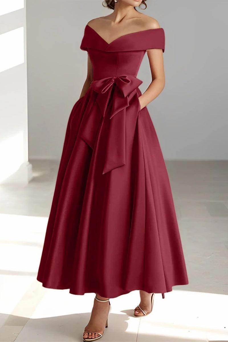 Elegant Off Shoulder Sleeveless Maxi Mother of the Bride Dress CM0332 - Perfect for Weddings, Formal Events & Special Occasions