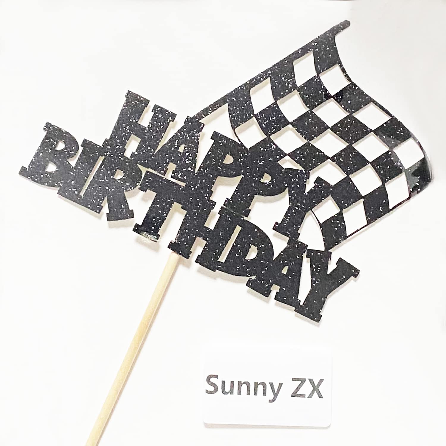 Race Car Cake Topper - Checkered Flag Themed Birthday Cake Decorations for Kids Boys & Girls - Perfect for Racing Themed Birthday Parties, Baby Showers & Special Celebrations