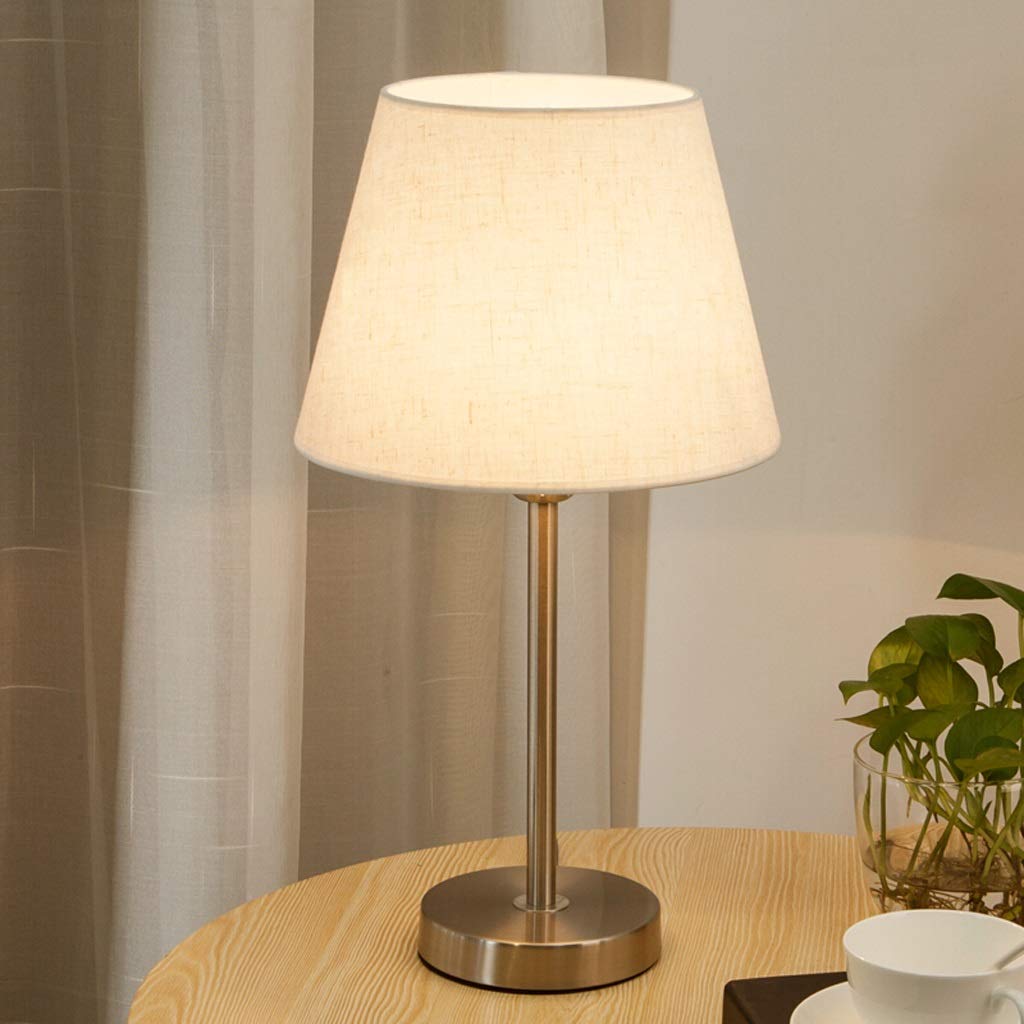 Modern Fabric Shade Bedside Table Lamp - 18.5 Inch Nightstand Lamp for Bedroom, Living Room & Office - Soft Lighting for Reading, Relaxation & Decoration