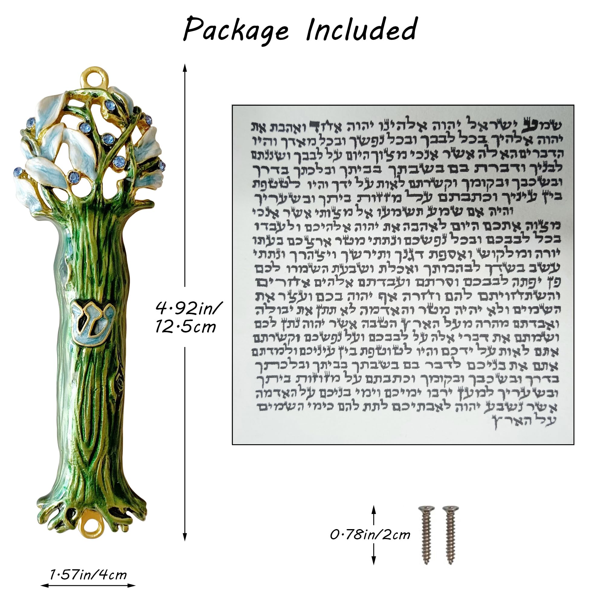4.9 Inch Hand-Painted Mezuzah with Exquisite Enamel Design - Includes Kosher Parchment Scroll for Jewish Home Blessings, Housewarming Gifts & Religious Ceremonies