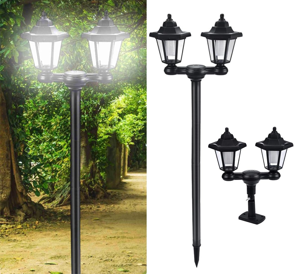 **Solar Outdoor Post Lights - Waterproof Vintage Floor Lamp with Solar Panels for Patio, Garden, Backyard, Front/Back Door - Perfect for Pathway, Driveway & Landscape Lighting**