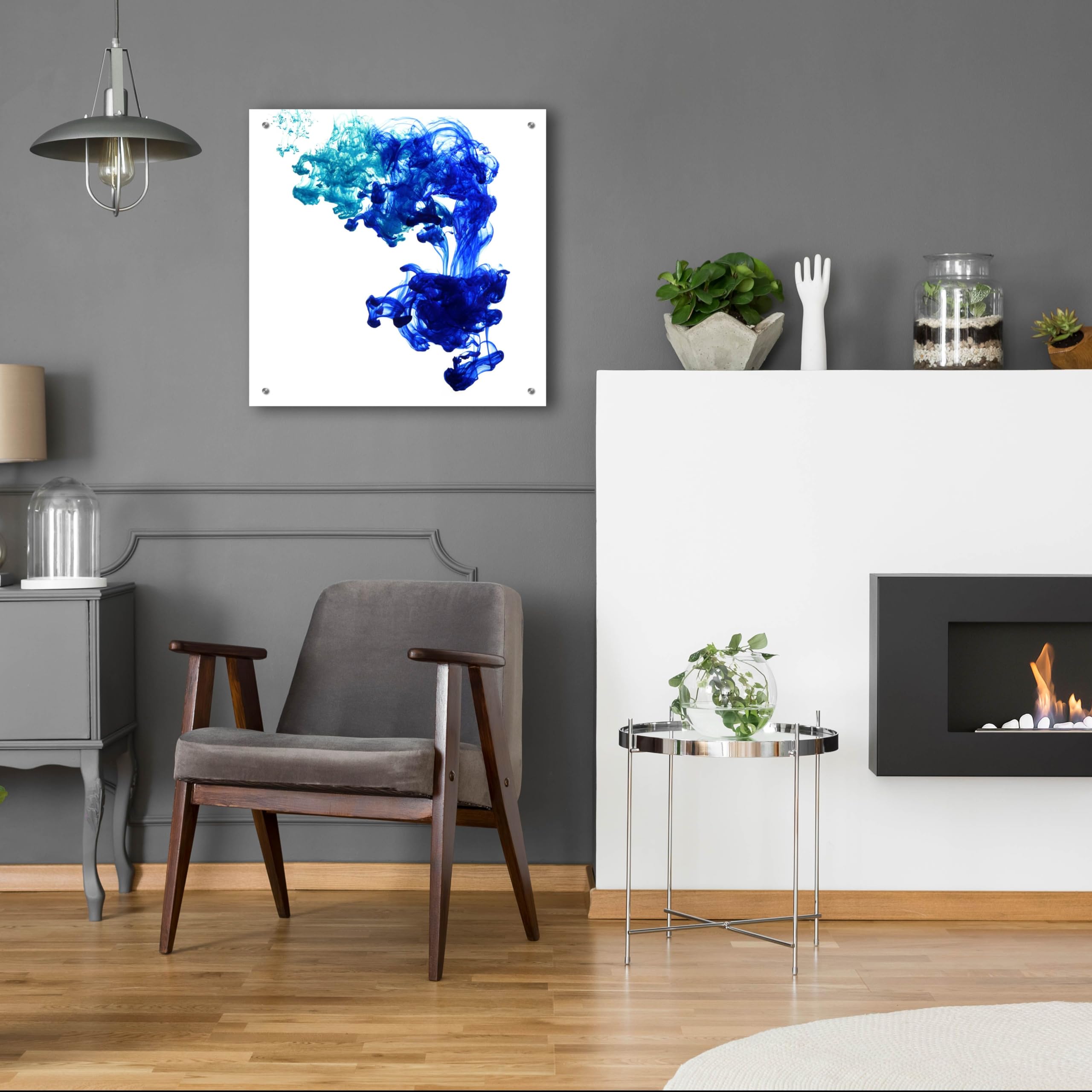 Epic Art 'Sapphire Tear' by Epic Portfolio - 24x24 Inch Acrylic Glass Wall Decor - Modern Abstract Painting for Living Room, Bedroom & Office Decor