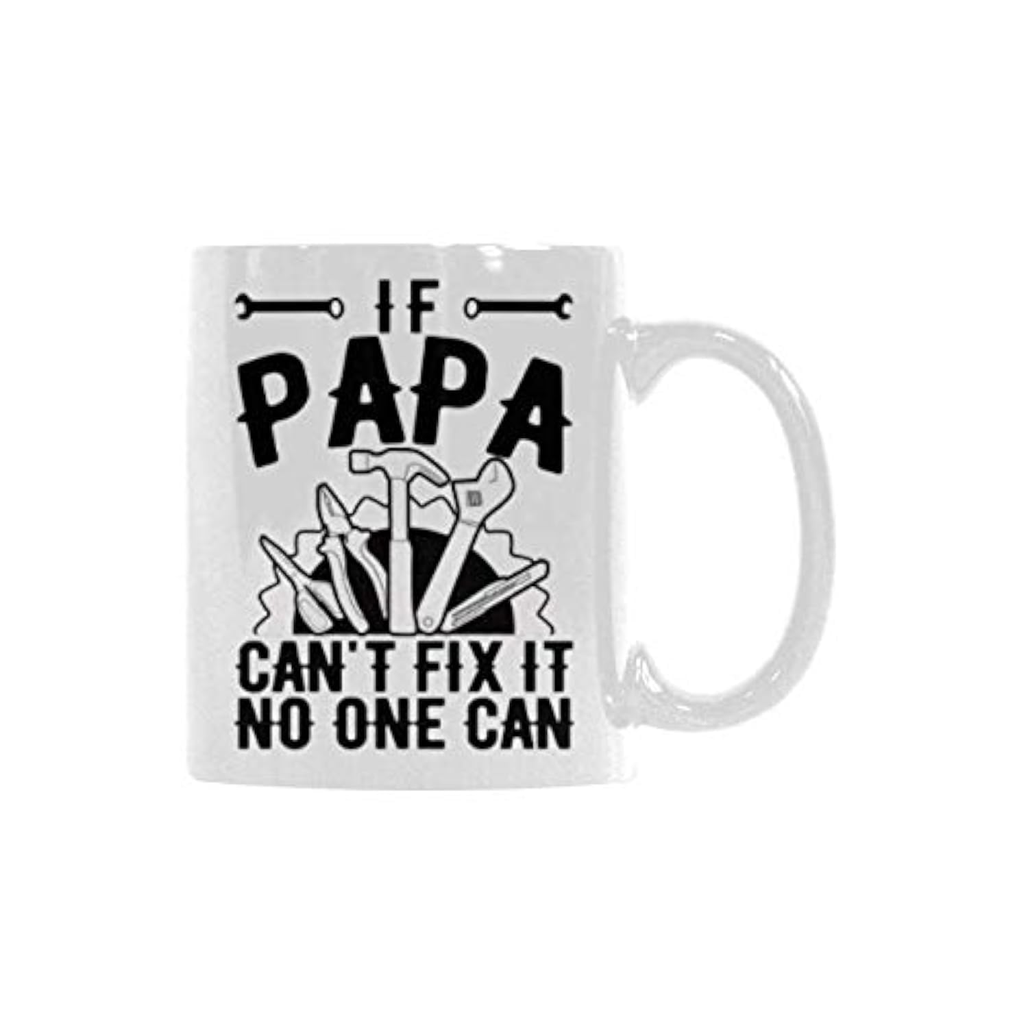11 Oz Funny White Ceramic Coffee Mug or Tea Cup - 'If Papa Can't Fix It No One Can' Novelty Gift for Dad, Father's Day Present - Perfect for Office Use, Home Coffee Break & Father's Day Gifting