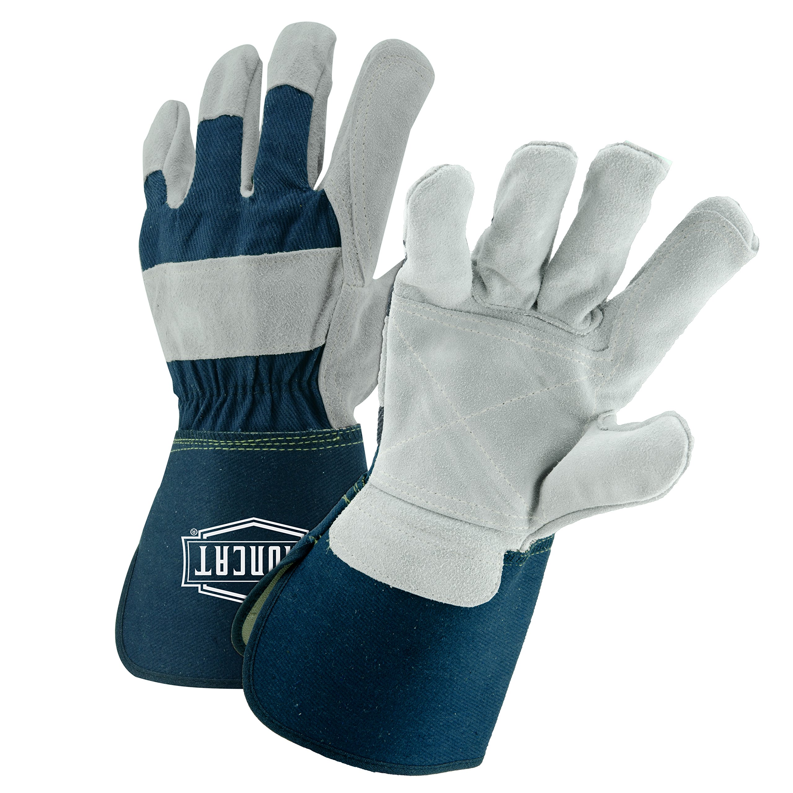 Ironcat IC8DP L Premium Heavy Duty Split Cowhide Leather Work Gloves - Double Palm Protection, 4.5
