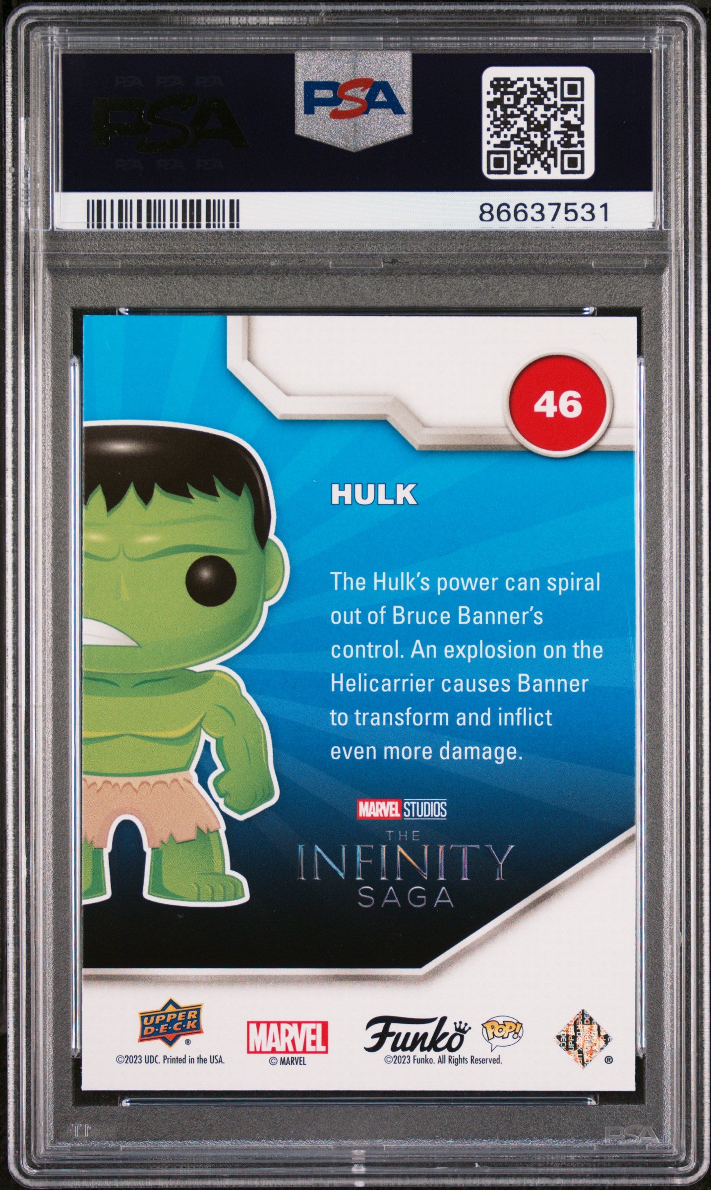 2023 Upper Deck Funko Pop Marvel Hulk Platinum #46 PSA 10 Graded Collectible - Perfect for Marvel Fans, Comic Book Collectors & Pop Culture Enthusiasts