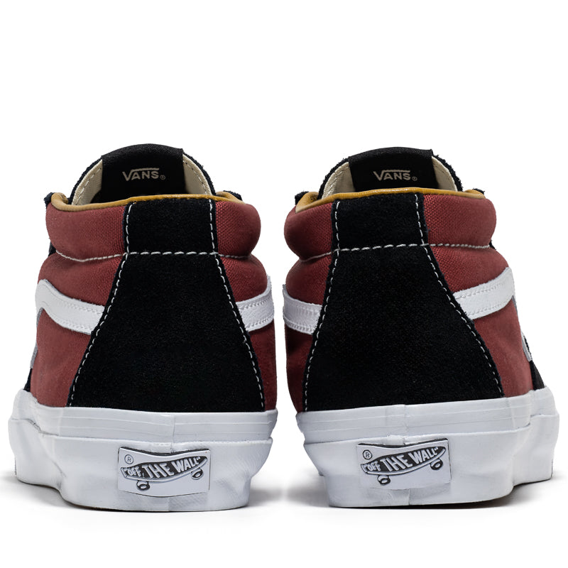 Vans Sk8 Mid Reissue 83 LX Sneakers - Black/Russet Maroon Colorway - Retro Skate Shoes for Men & Women - Perfect for Streetwear, Skateboarding & Casual Fashion