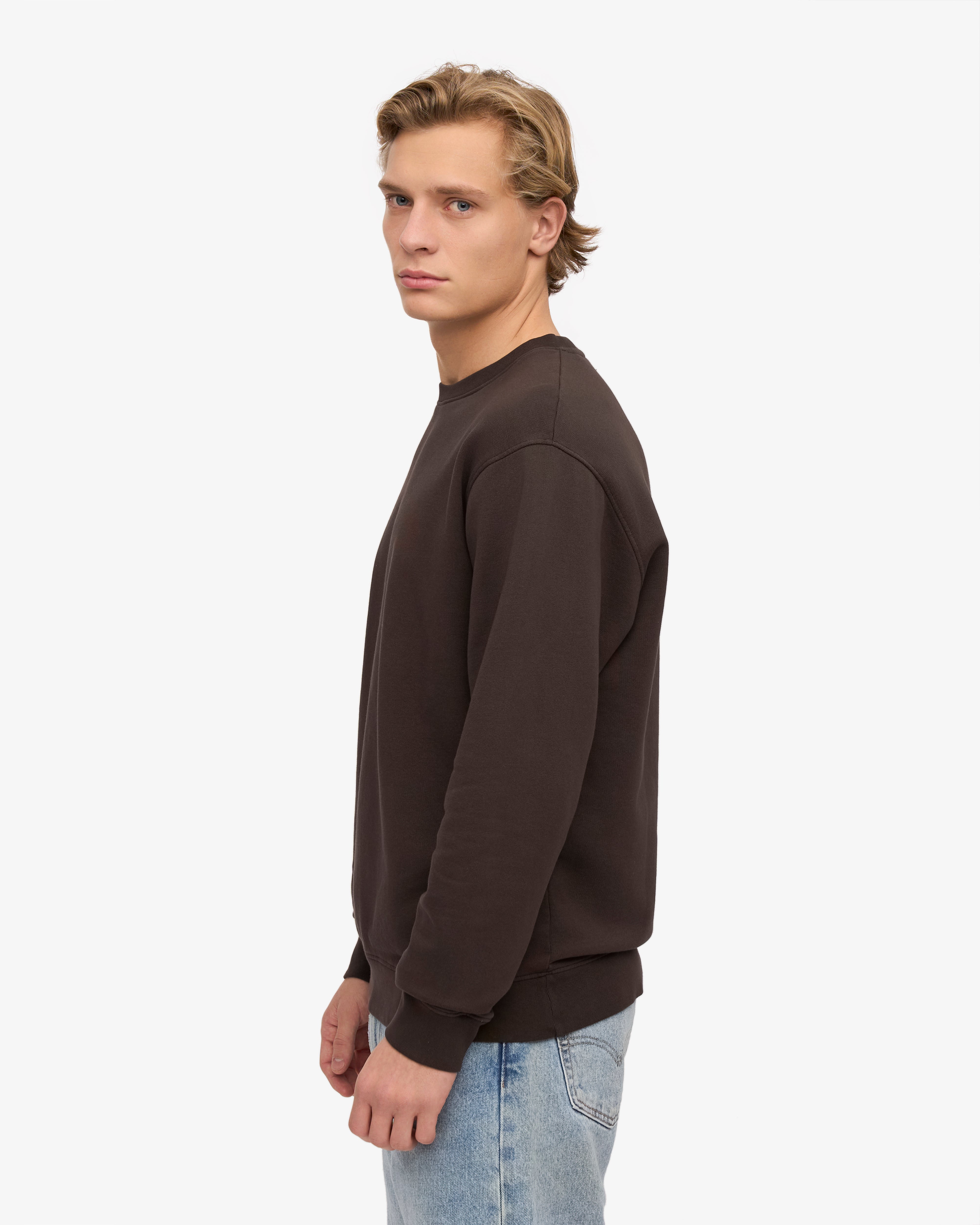 Organic Classic Crew Neck T-Shirt for Men - Coffee Brown - Comfortable Casual Wear for Everyday & Outings