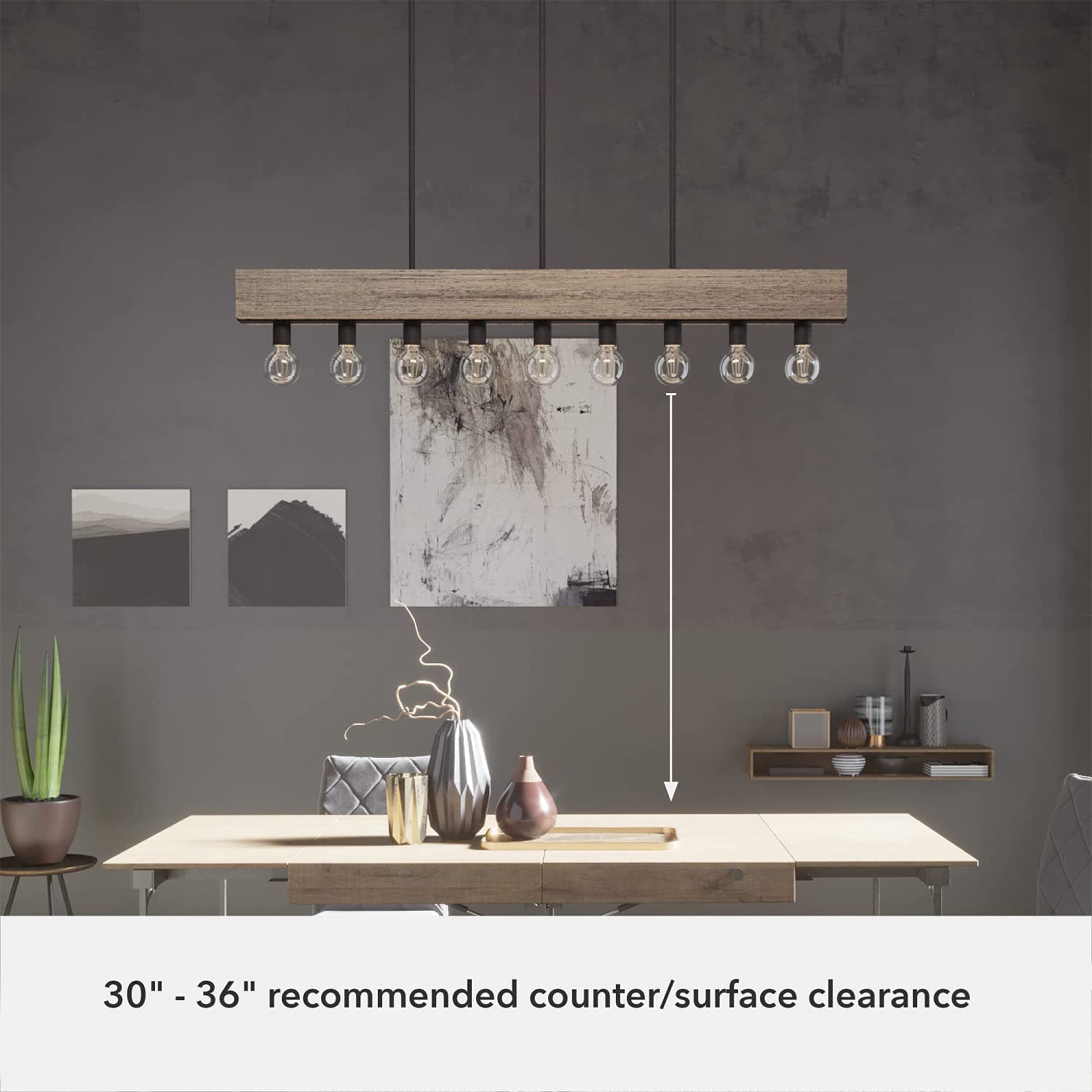 Hunter Fan Company 19060 Donelson Linear Chandelier - Rustic Iron Finish, Modern Farmhouse Lighting Fixture for Dining Room, Kitchen Island, or Entryway