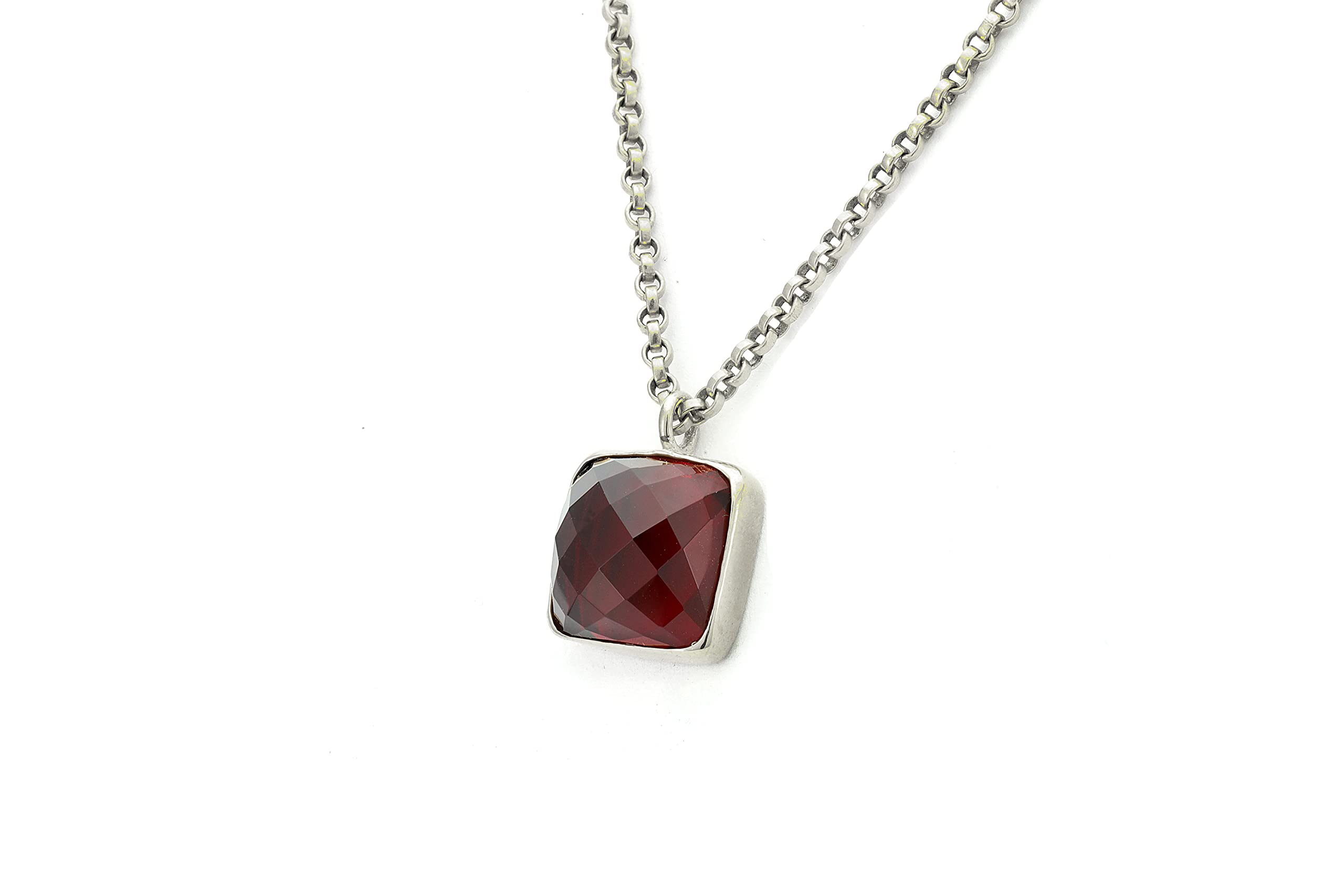 Garnet Pendant Necklace - 14K Gold Filled or Gold Vermeil Bezel Setting - January Birthstone Jewelry for Women - Faceted Gemstone Long Necklace - Perfect for Birthday Gifts, Anniversary & Everyday Elegance