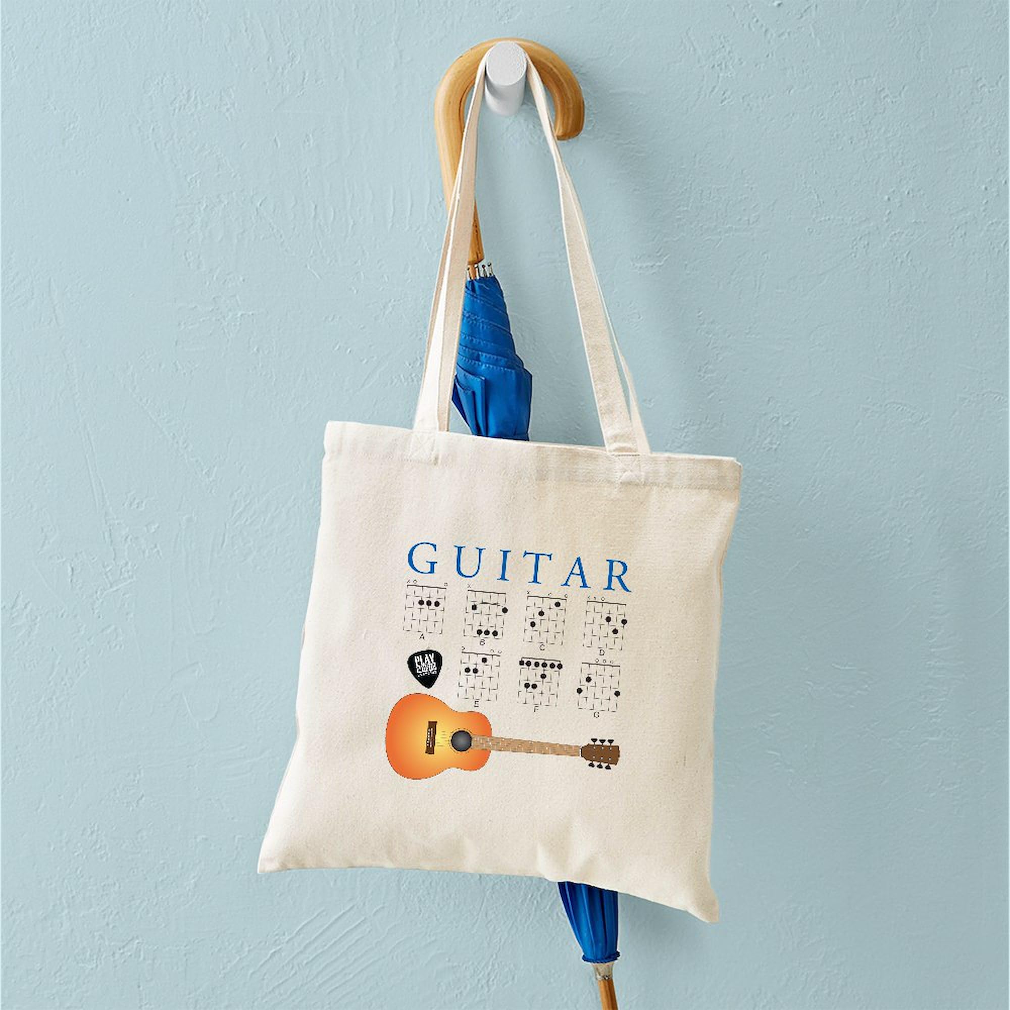 Guitar 7 Chords Tote Bag - Natural Canvas Reusable Shopping Bag for Music Lovers | Perfect for Groceries, Beach Trips & Guitar Lessons