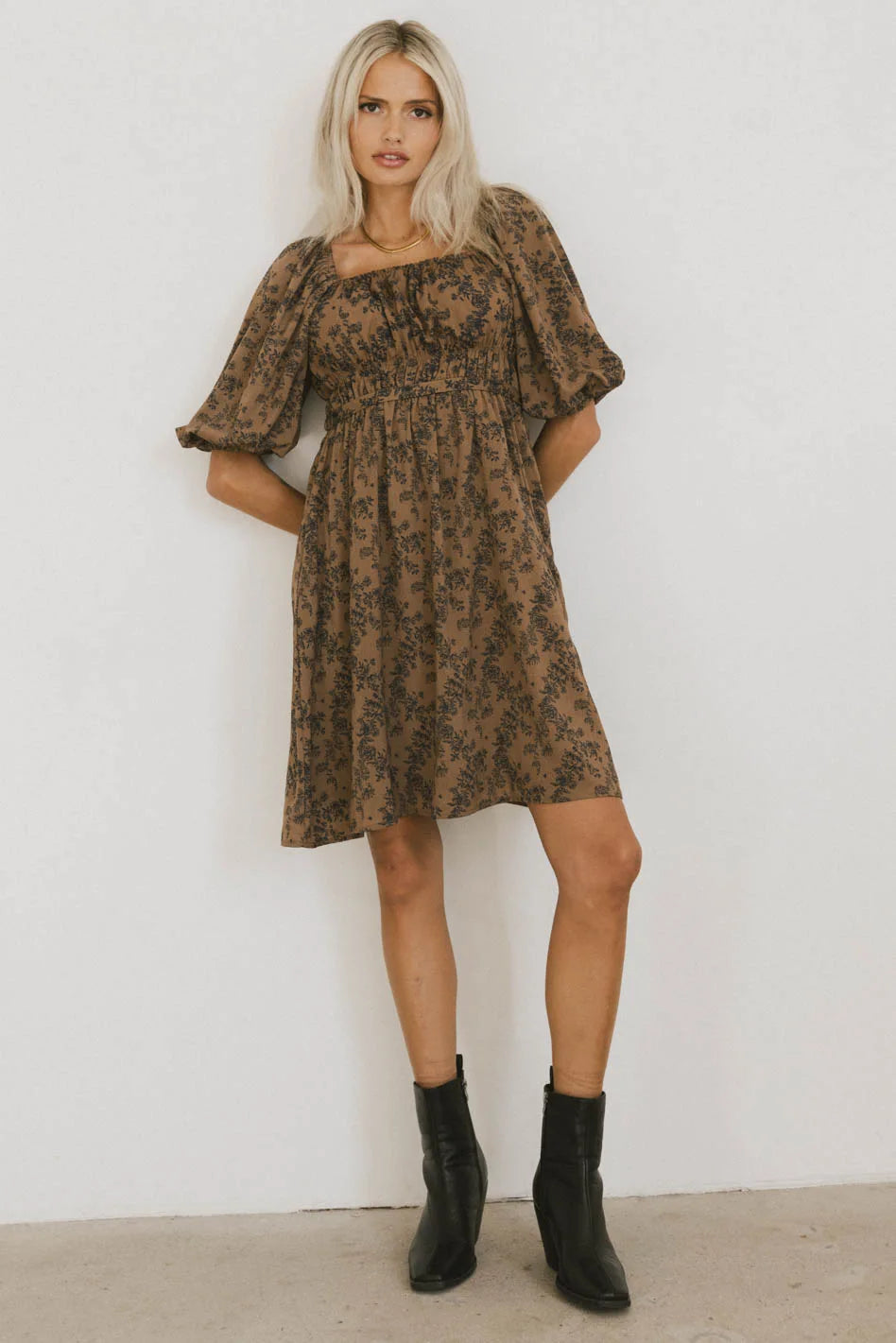 Bellamy Mini Dress in Brown - Elegant & Comfortable Women's Casual Dress for Summer, Parties & Date Nights | FINAL SALE