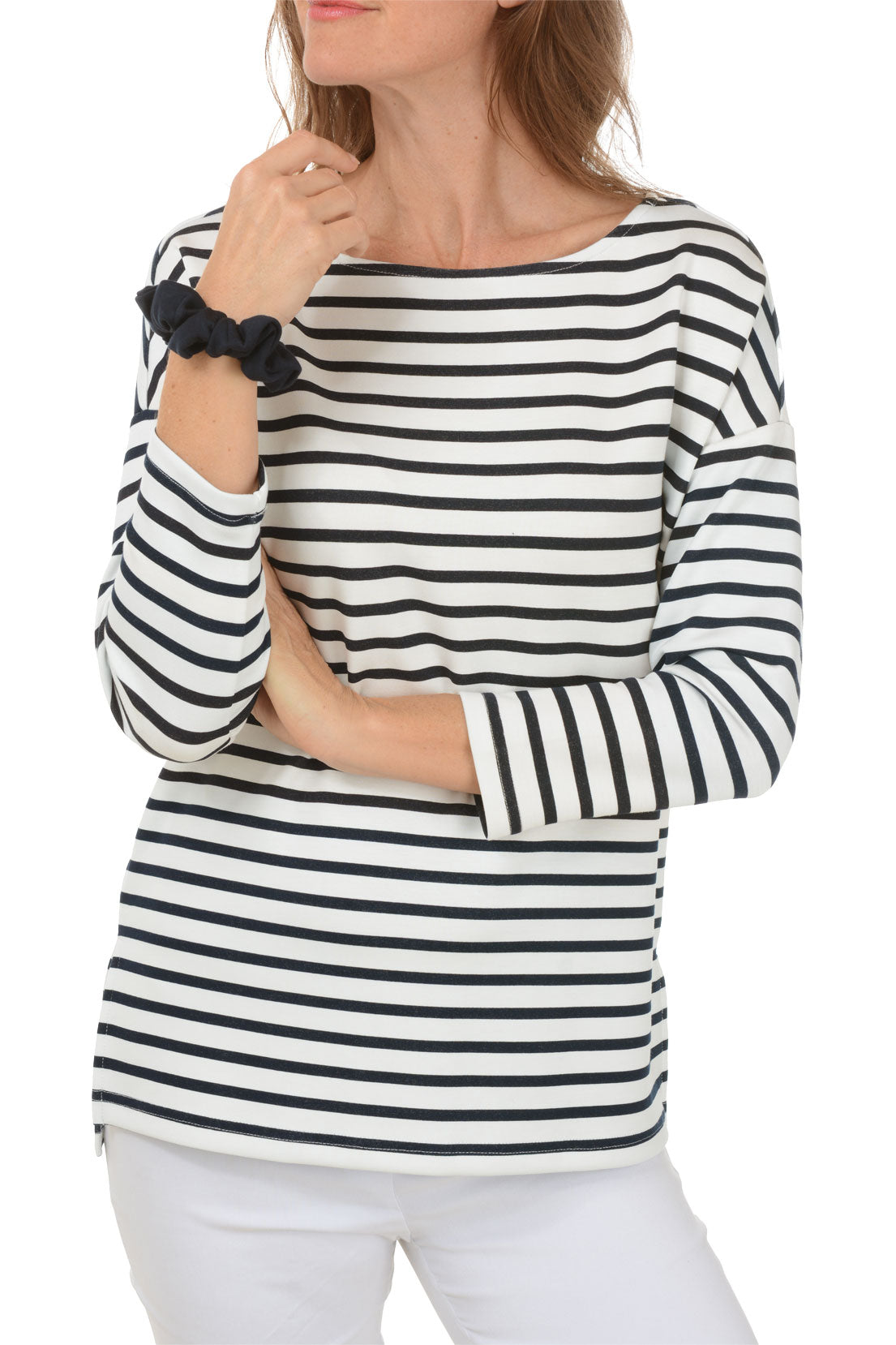 Stylish Striped Boat Neck Dolman Sleeve Top for Women - Casual & Comfortable Blouse for Everyday Wear, Office, or Weekend Outings