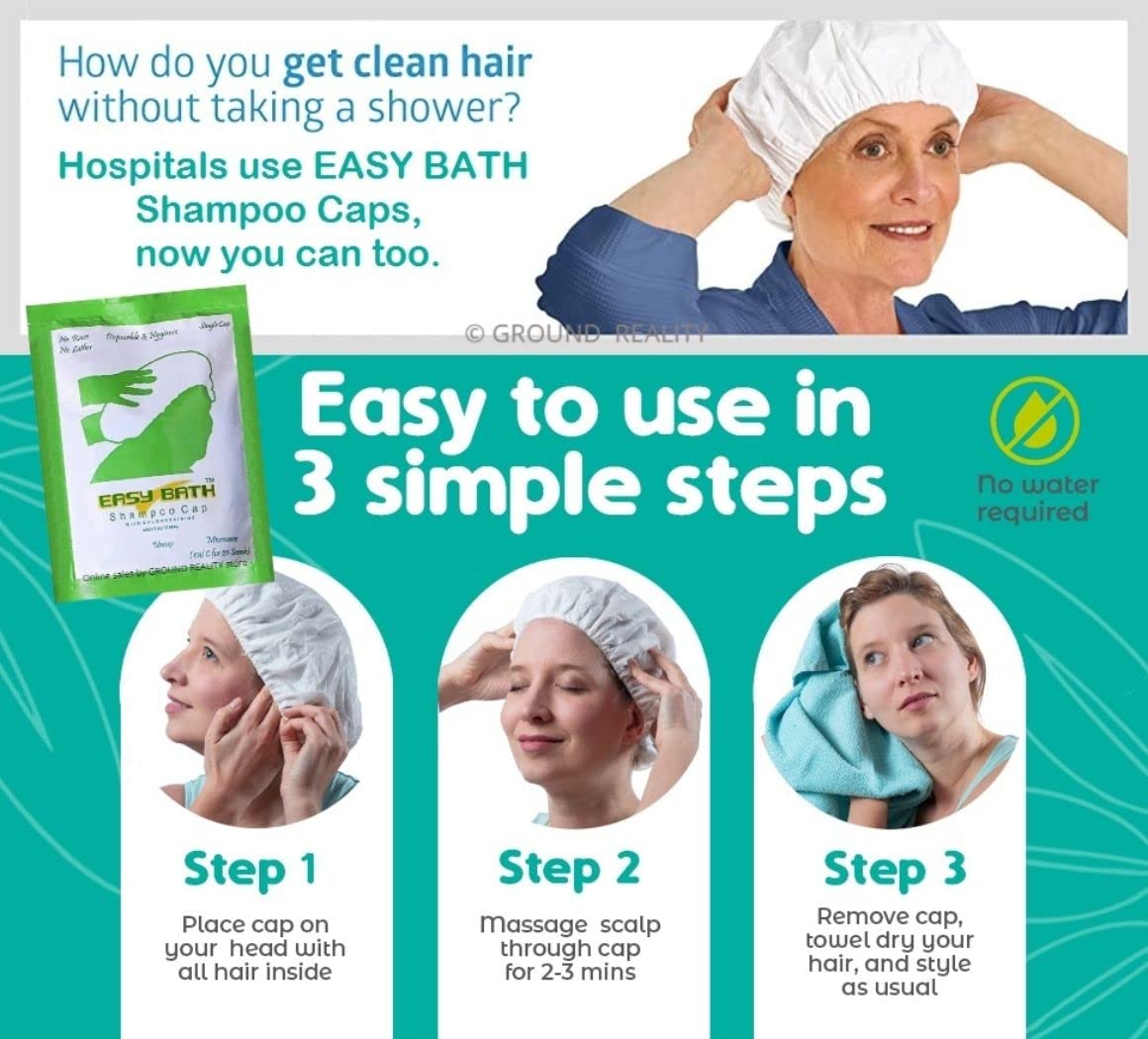 **Lady Hawk Easy Bath Shampoo Cap - Quick & Comfortable Hair Wash for Seniors & Bedridden Patients - Microwavable No-Rinse Shampoo Cap - Leaves Hair Fresh & Clean - 1 Pack (LH5) - Perfect for Home Care, Hospitals & Travel**