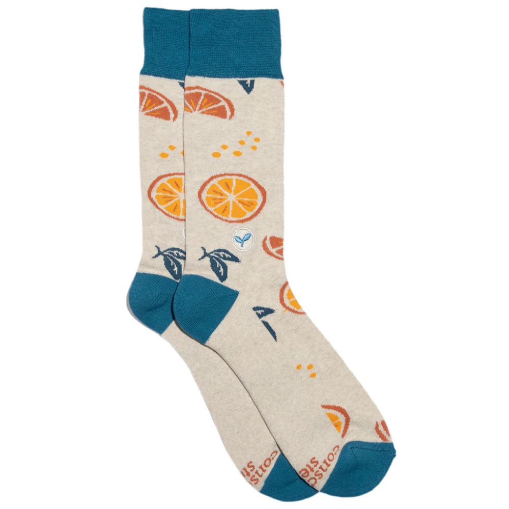 Conscious Step Eco-Friendly Socks - Plant Trees with Every Purchase | Soft & Durable Orange Crew Socks for Men & Women | Perfect for Hiking, Yoga & Everyday Wear