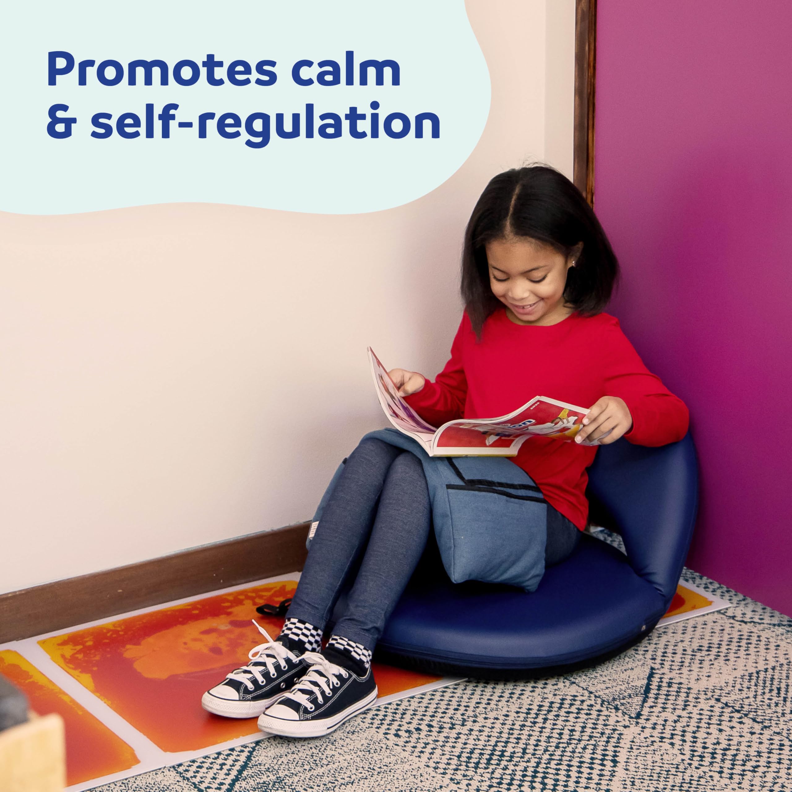 Weighted Denim Lap Pad with Built-in Fidget Toys & Pockets - 6 lbs Sensory Fidget Pillow for Kids, Teens & Adults - Perfect for Anxiety Relief, Focus Improvement, and Sensory Processing Needs - Great for Classrooms, Therapy Sessions, and Home Use