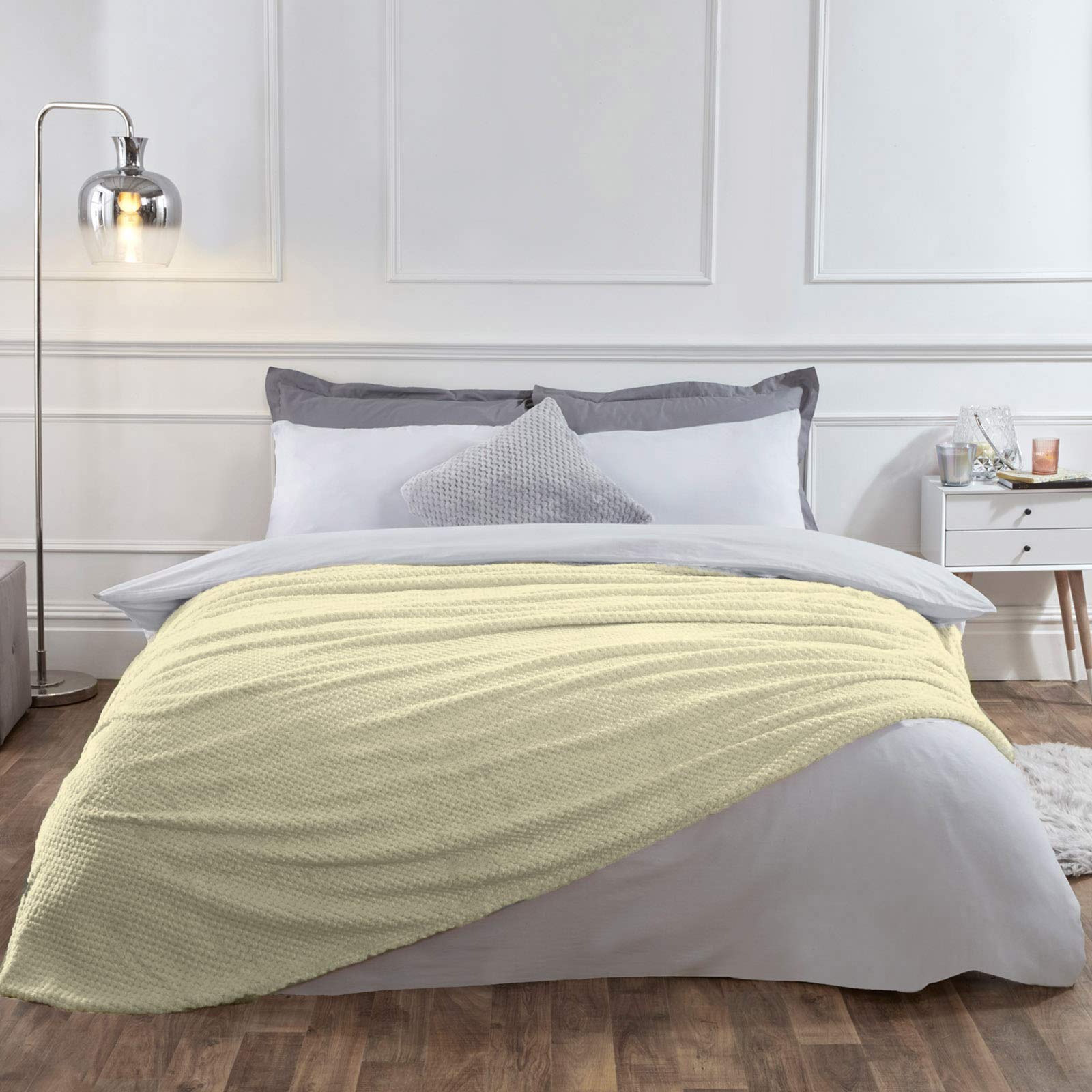 Premium Luxury Waffle Mink Blanket - Ultra Soft & Warm Cozy Throw for Sofa, Bed, Couch - 80