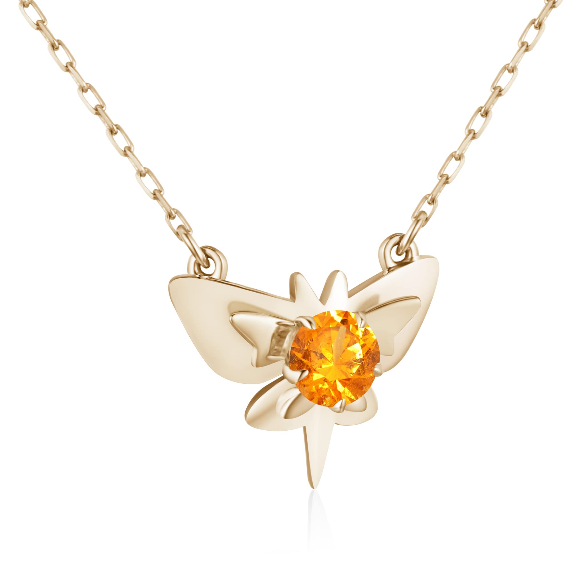 Mandarin Orange Garnet Necklace - Butterfly Pendant Gold Layering Charm | January Birthstone Jewelry | Spessartite Garnet Dainty Necklace for Women | Perfect for Layering, Gift Giving & Special Occasions