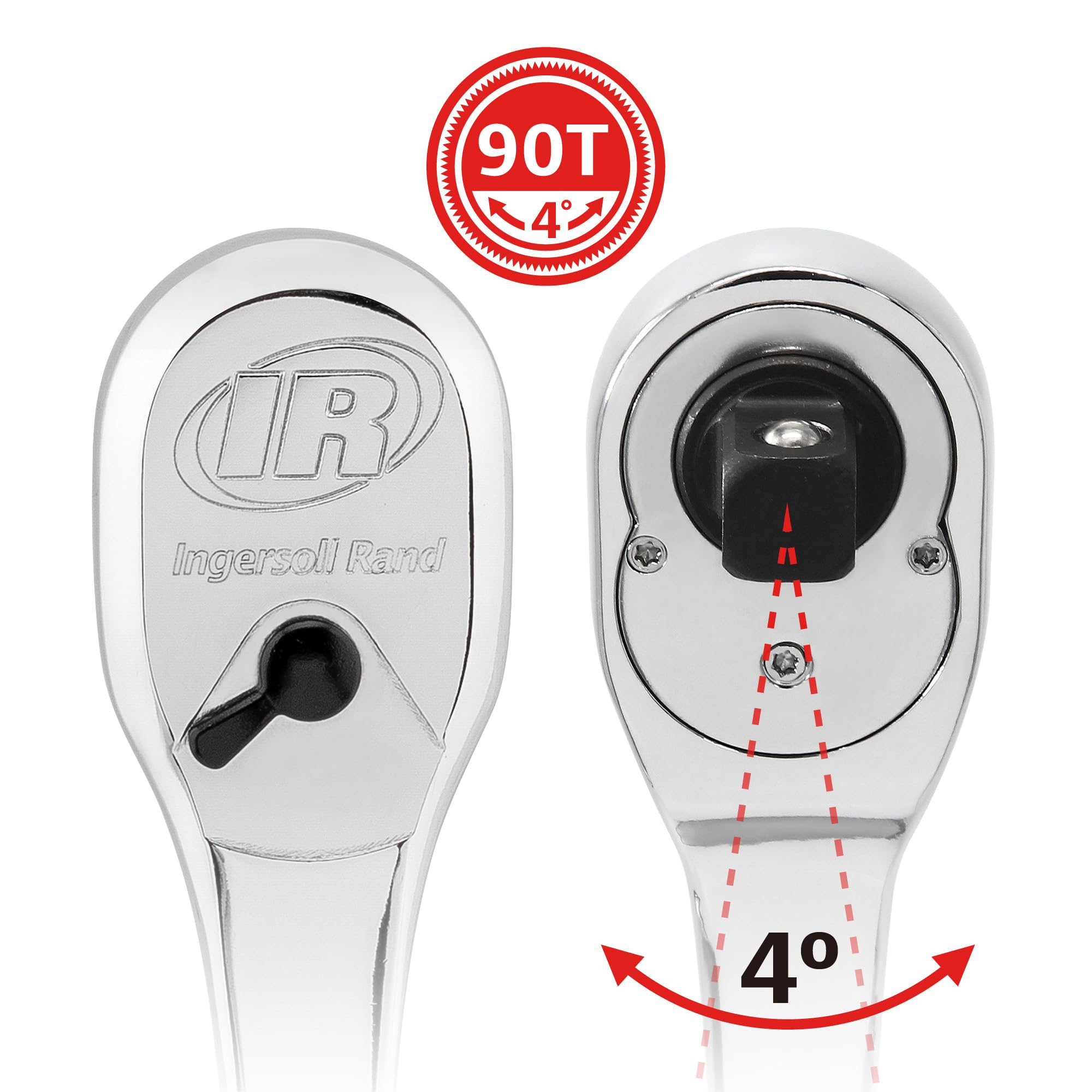 Ingersoll Rand 1/4 Inch Drive 90-Tooth Ratchet Wrench with Double Injection Handle - Heavy Duty Mechanics Tool for Automotive Repair & DIY Projects (Model 759991)
