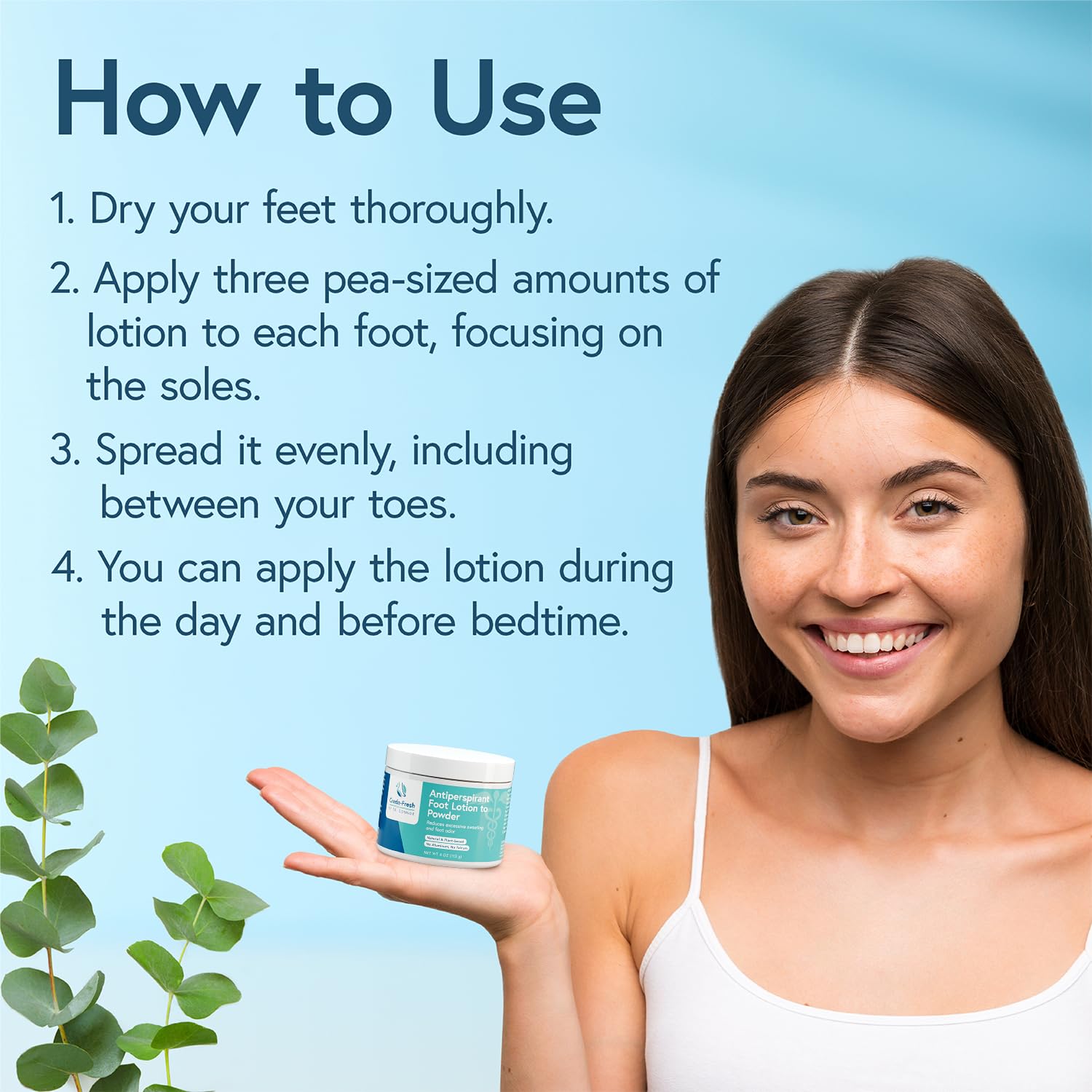 Natural Foot Lotion to Powder for Sweaty Feet - Plant-Based Foot Odor Eliminator & Moisturizer for Dry, Smelly Feet - 4oz - Perfect for Gym, Hiking & Daily Comfort