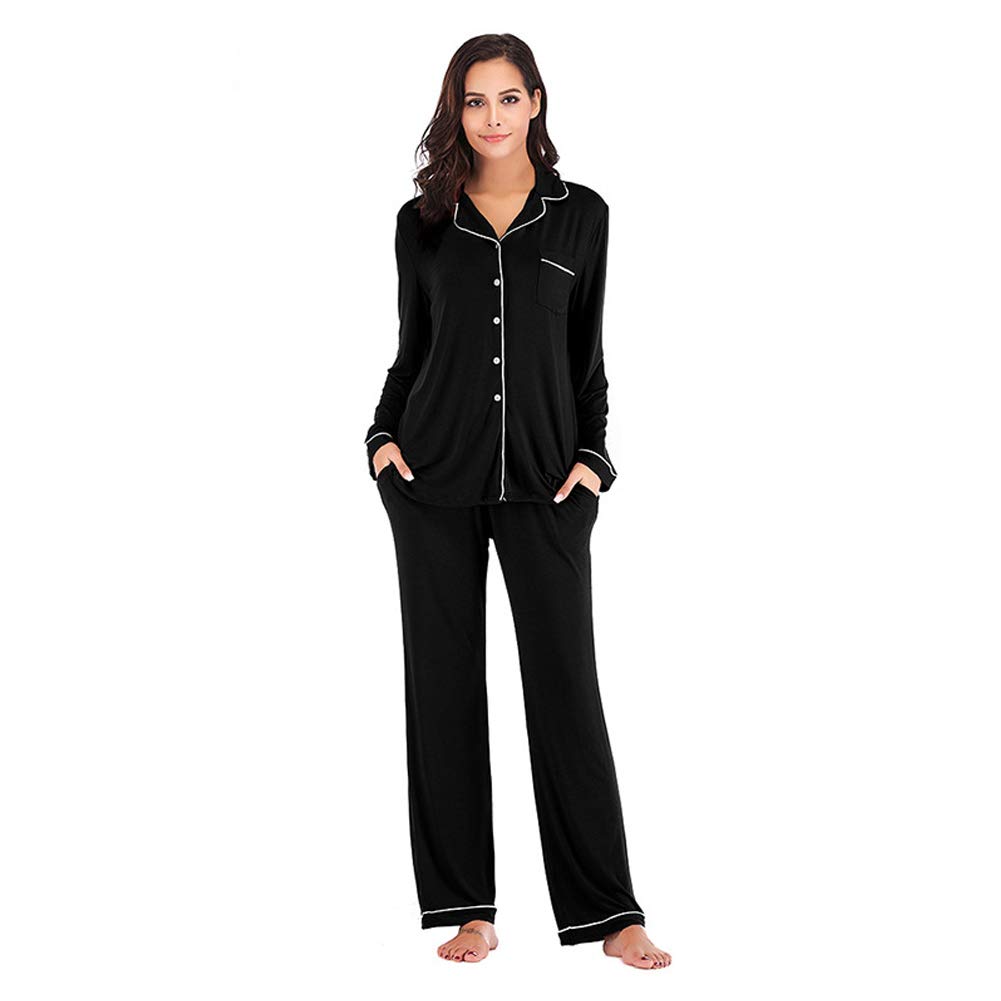 Women's Soft Modal Cotton Pajama Set - Long Sleeve Button Down Sleepwear & Lounge Wear for Women | Comfortable Nightwear for Sleeping, Relaxing at Home, and Travel