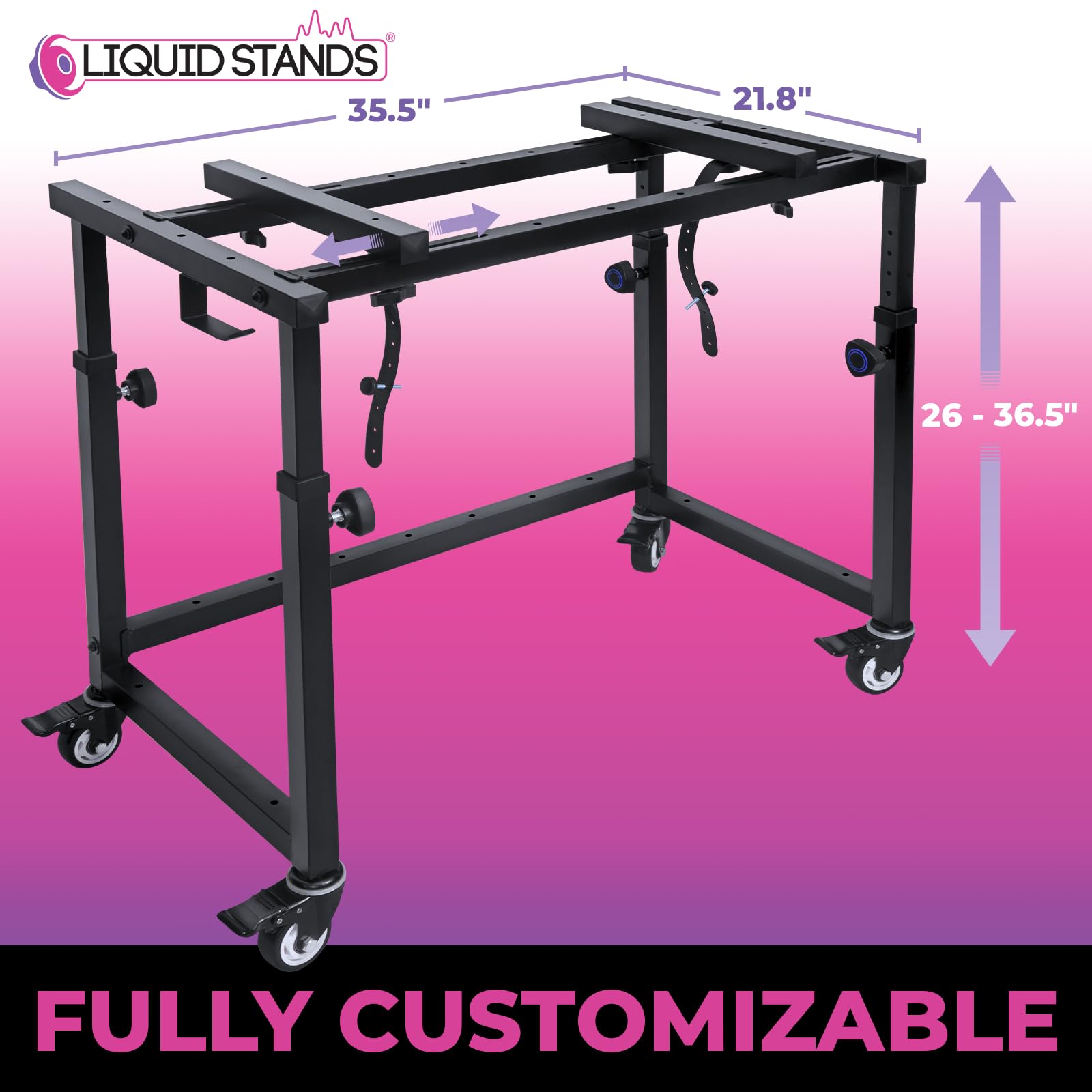 3-Tier Rolling Keyboard Stand with Wheels for 49/54/61/88 Key Digital Pianos & Synths - Adjustable Music Studio Desk for Home Recording, DJ Workstation & Music Production
