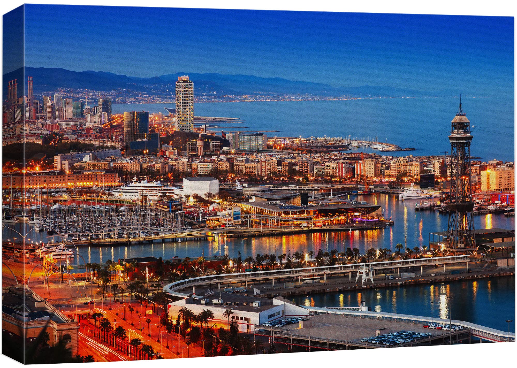European City Lights Aerial View Canvas Wall Art - 32