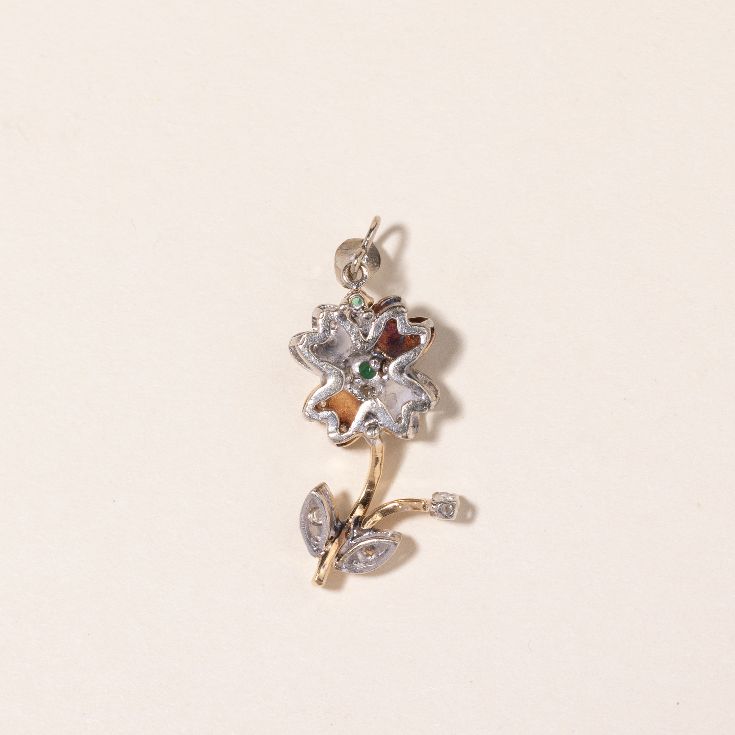 14K Yellow Gold Emerald and Diamond Flower Pendant Necklace - 0.10ct Emerald & 0.15ctw Diamonds | Elegant Jewelry Gift for Women | Perfect for Anniversary, Birthday & Special Occasions