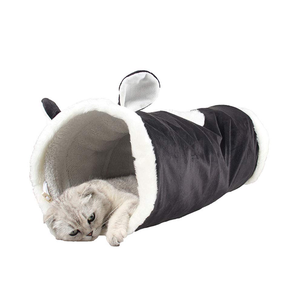 Premium Folding Cat Tunnel - Fun & Portable Pet Toy for Cats & Small Dogs - Soft Nest for Play & Relaxation - Perfect for Indoor Play, Training & Exercise - Black (One Size)