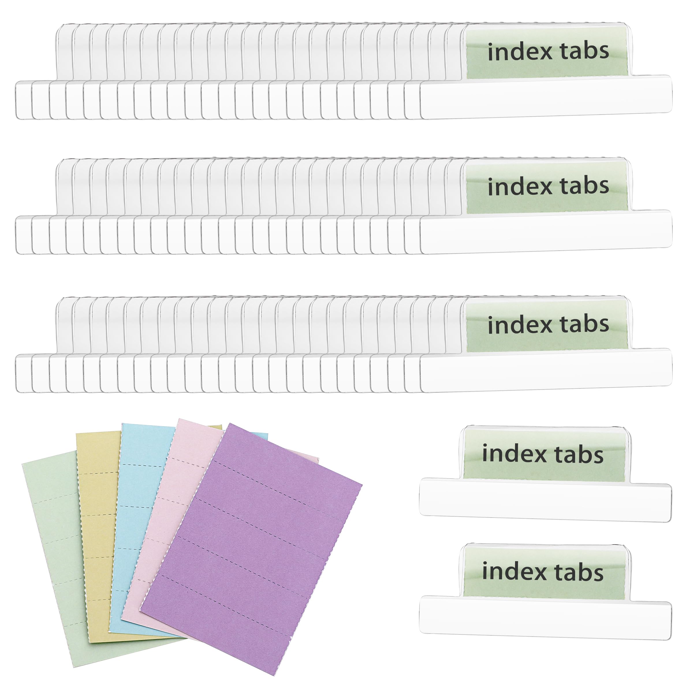 BTSKY 2.2 Inch Self-Adhesive Index Tabs - 75 Pcs Clear Plastic Sticky File Folder Labels with Printable Inserts for Books, Folders, Notebooks - Perfect for Office Organization & School Supplies