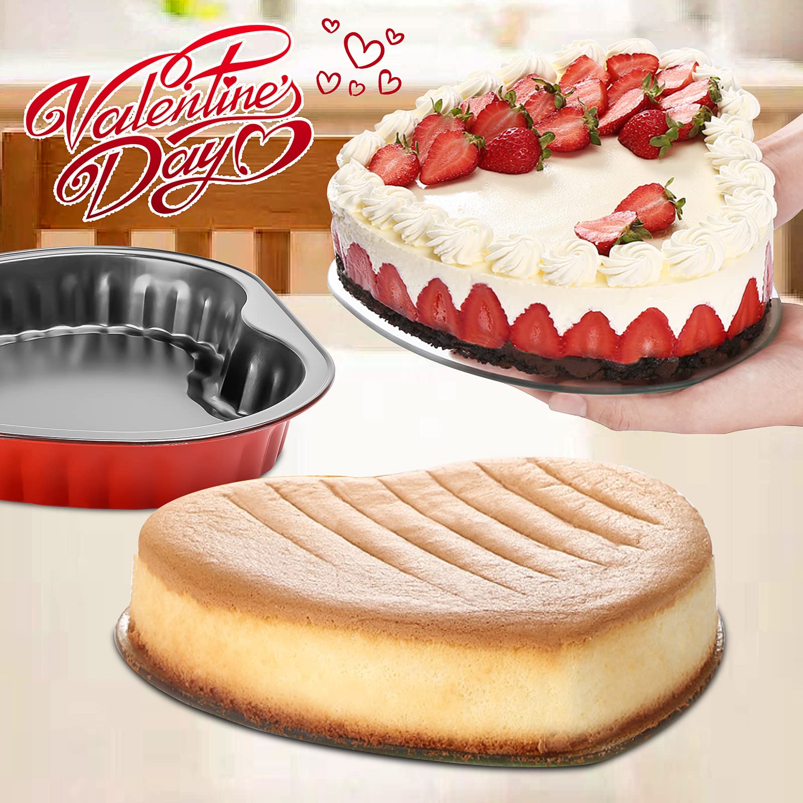 9 Inch Heart Shaped Cake Pans, 2 Pack Non-Stick Heart Cake Tins for Valentine's Day, Anniversary & Wedding Baking - Perfect for Romantic Desserts, Cupcakes & Special Occasion Cakes