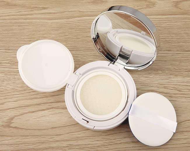 Luxury White Gold Trim Air Cushion Foundation Box - Portable Makeup Powder Container for BB Cream & CC Cream | Perfect for Travel, Touch-Ups & On-the-Go Makeup Application